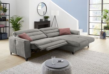 Jockenhöfer Gruppe Ecksofa DOUBLE ONE, Grau, elektrisch verstellbar, mit Relaxfunktion, Breite 288 cm