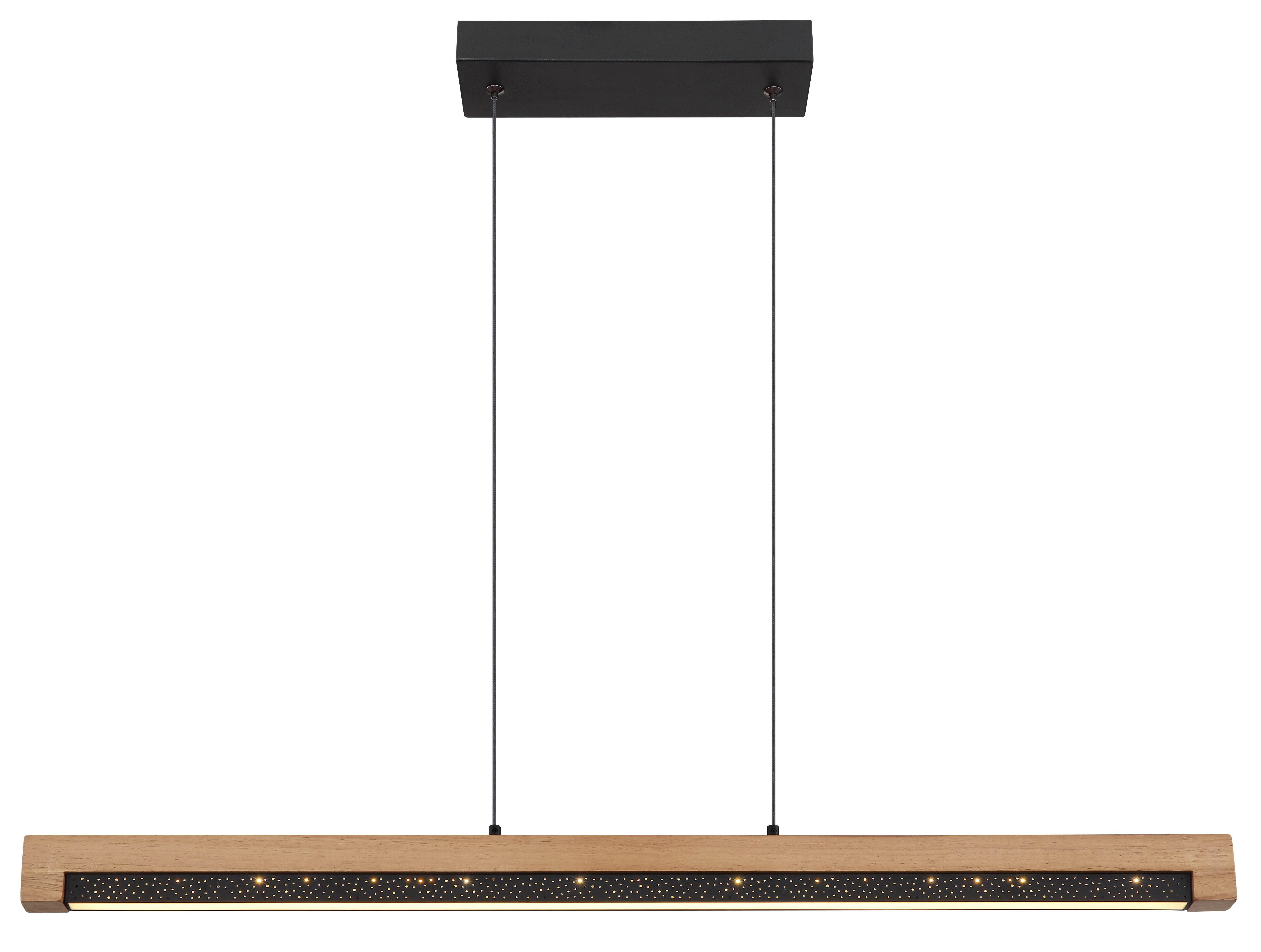 GLOBO LIGHTING Hängeleuchte STARLA, LED fest integriert, Warmweiß, Wohnzimmerleuchte schwarz/Holz, LED 24W, Sterndekor