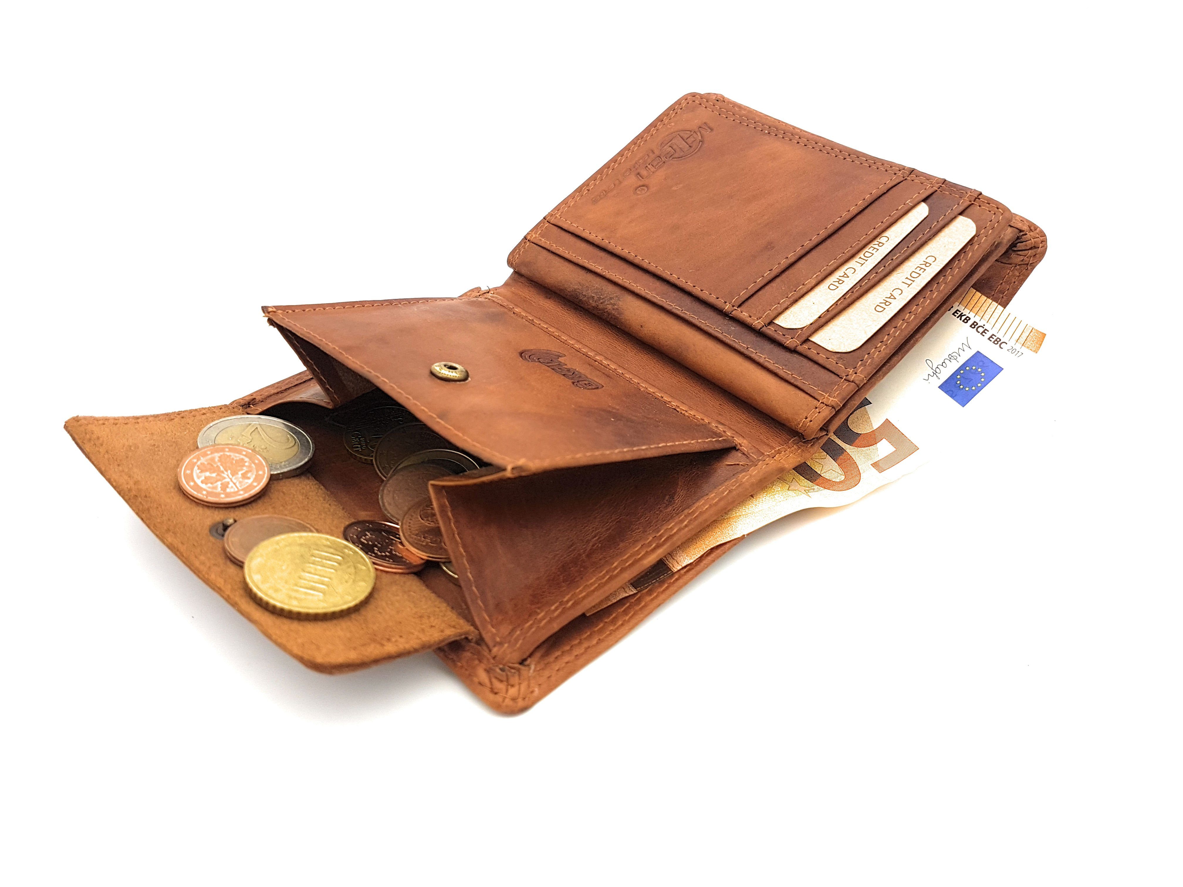 McLean Geldbörse Schutz, echt Leder, RFID mit Vintage, Volllederausstattung
