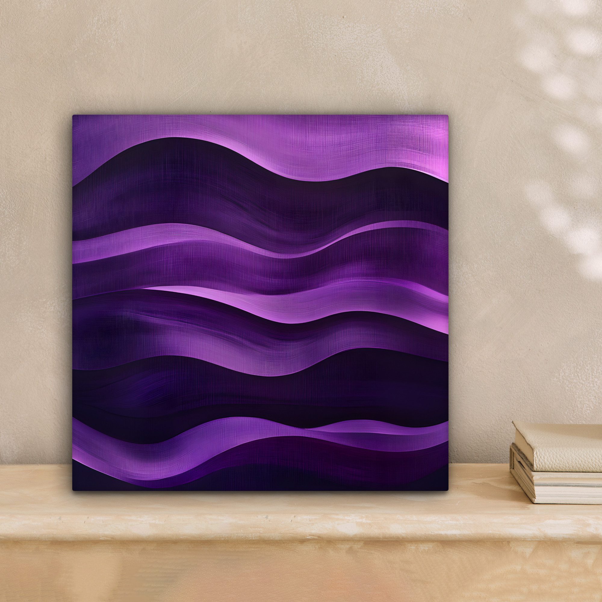 OneMillionCanvasses® Leinwandbild Wellen - Abstrakt - Lila, Fotodruck (1 St), Wandbild, Deko Schlafzimmer Wohnzimmer Flur 20x20 cm