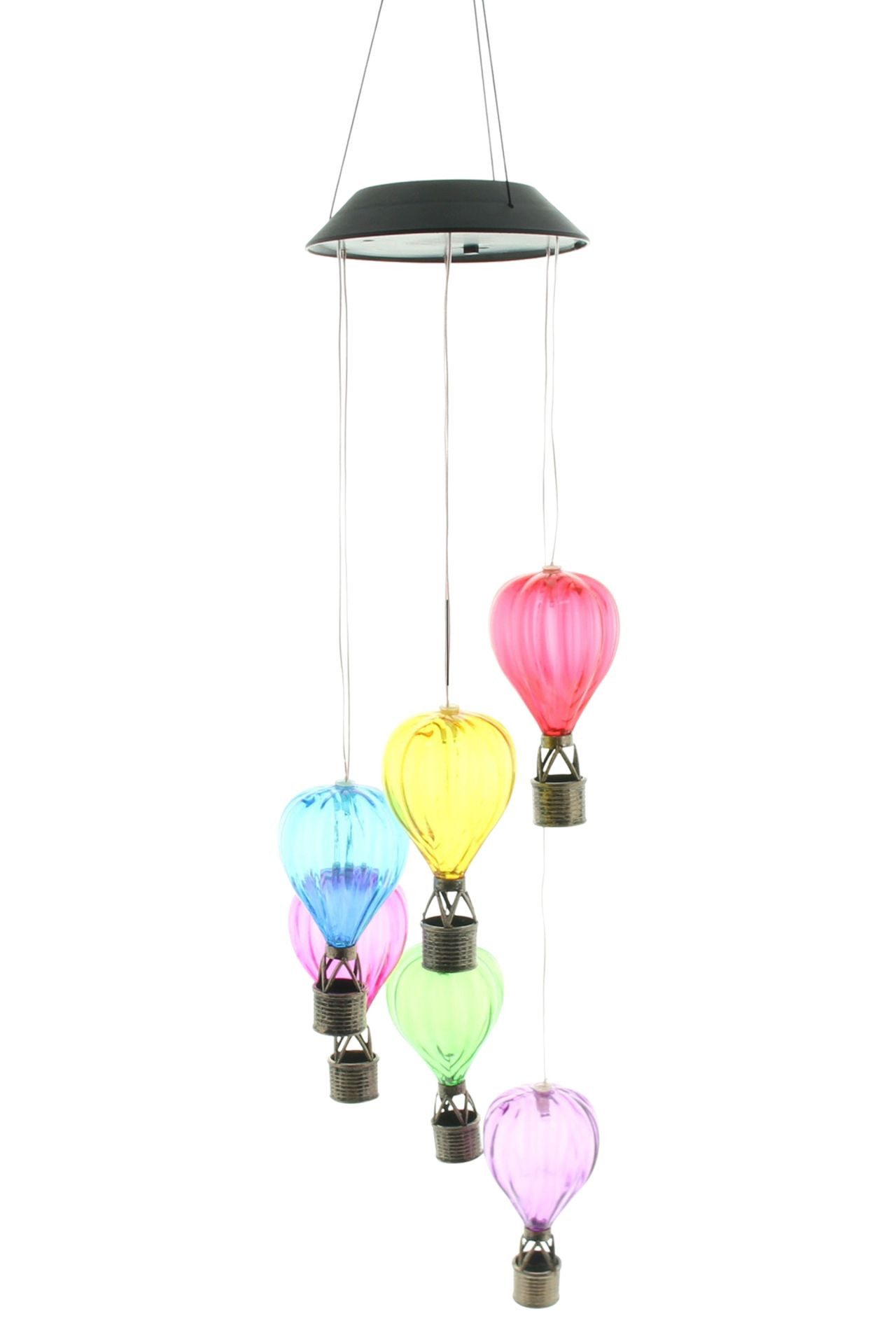 Frank Flechtwaren LED Solarleuchte Mobile "Heißluftballons" Solar LED Lichterdeko für Balkon, Terrasse, & Garten, Outdoor Solarlampe hängend