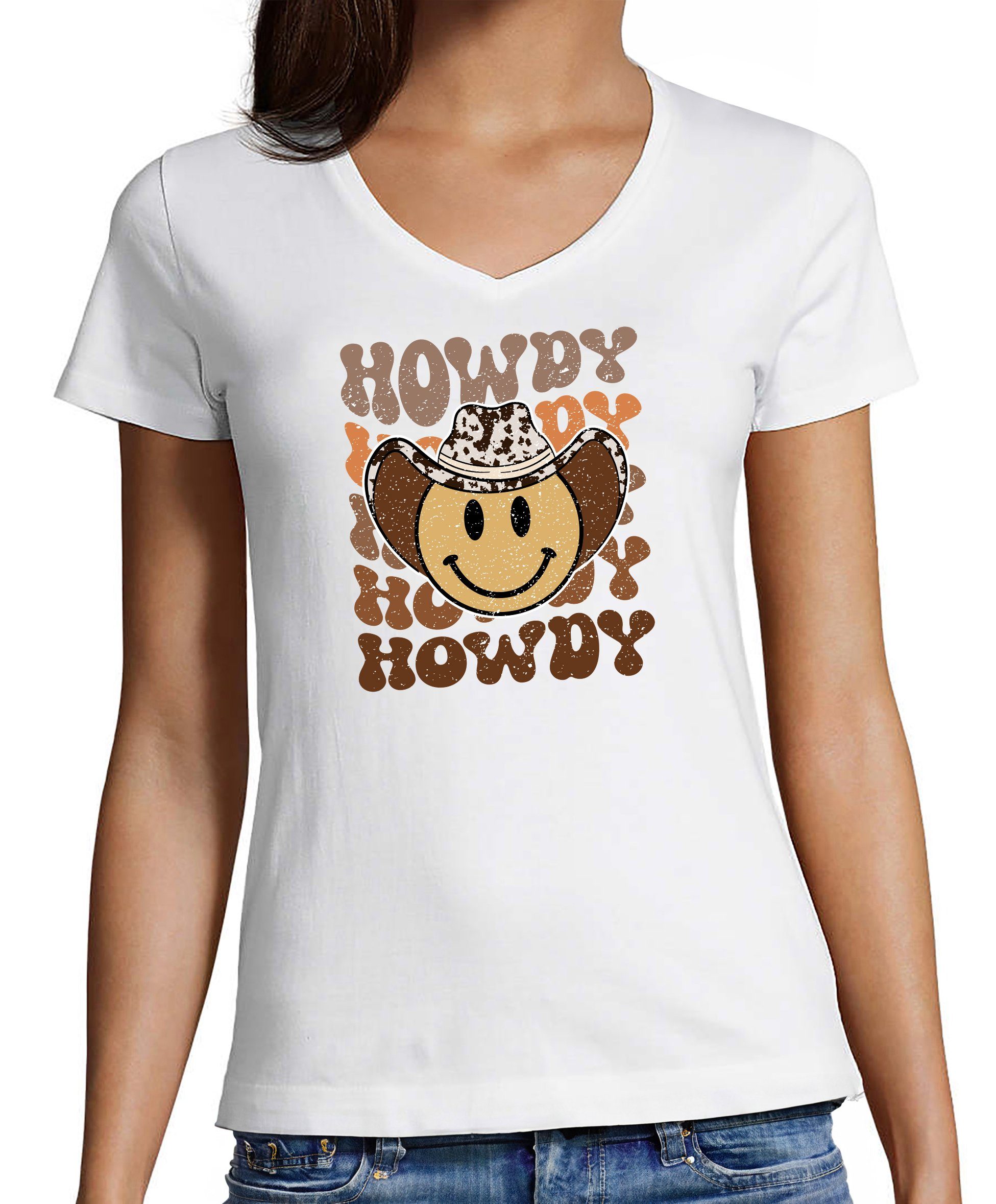 MyDesign24 T-Shirt Damen Smiley Print Shirt günstig online kaufen