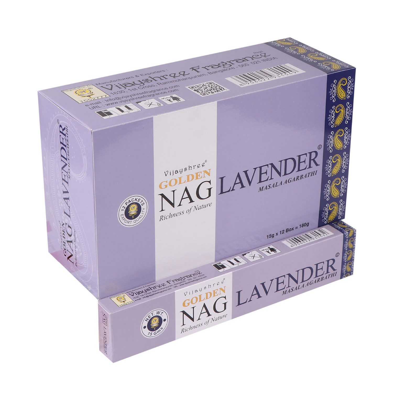 Vijayshree Räucherstäbchen Räucherstäbchen Vijayshree Incense "Golden Nag Lavender" 15gr.