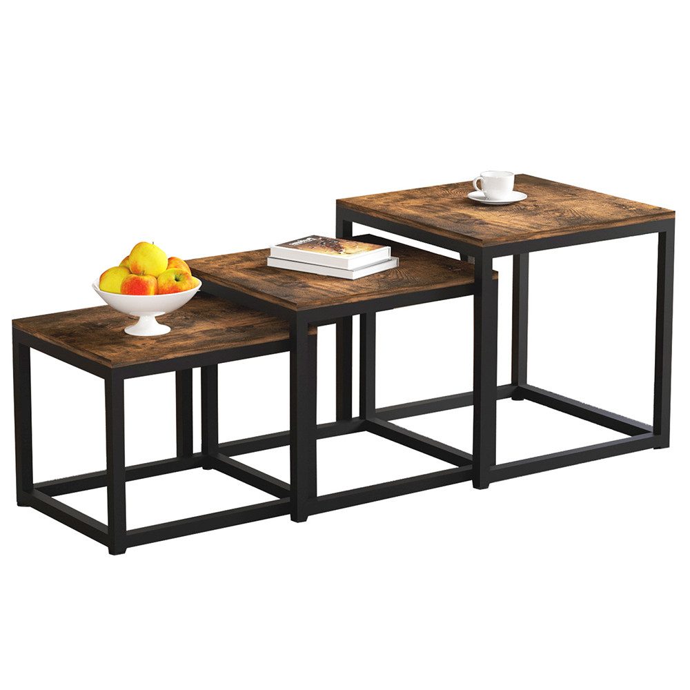 WAOHO Couchtisch Couchtisch 3 Stücke,MDF Beistelltisch,Satztisch mit Metall günstig online kaufen