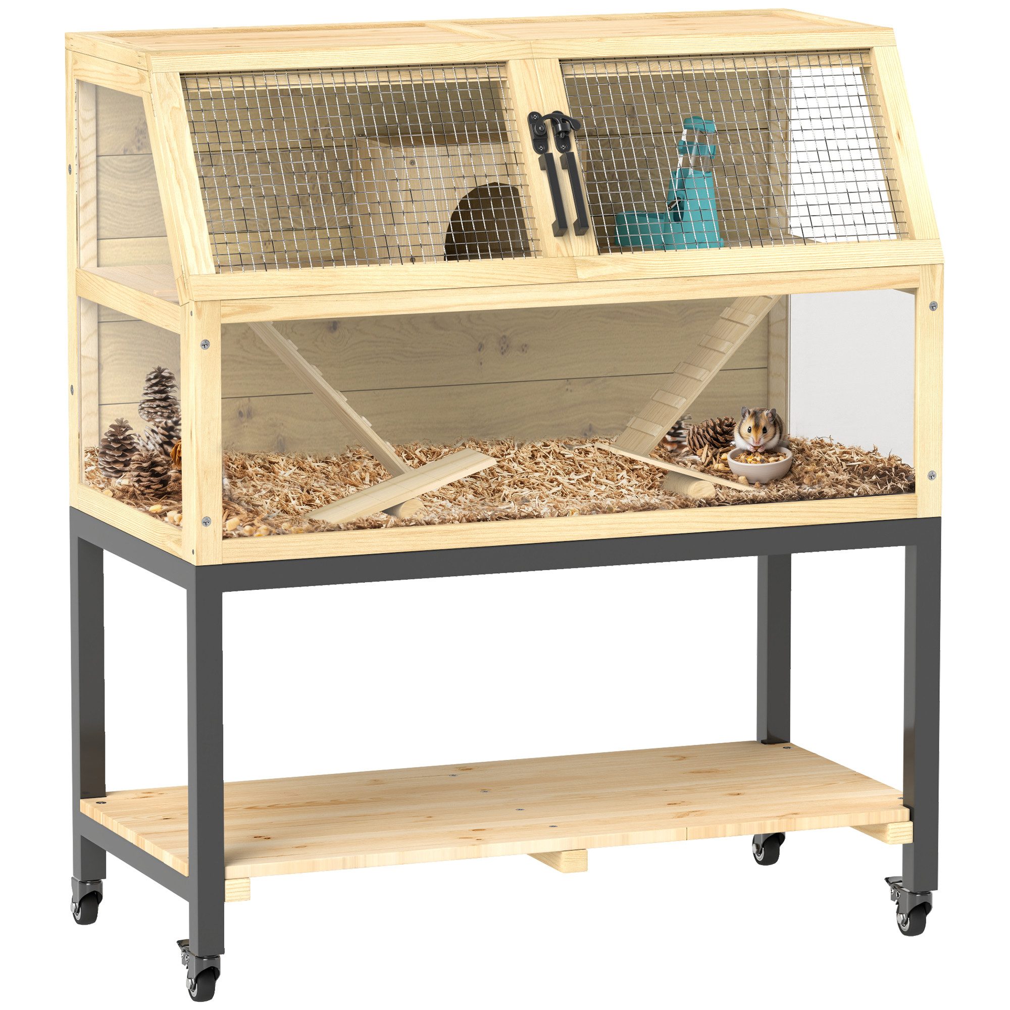 Kleintierkäfig Zwerghamsterkäfig aus Holz, 87 x 43 x 101 cm Nagerkäfig