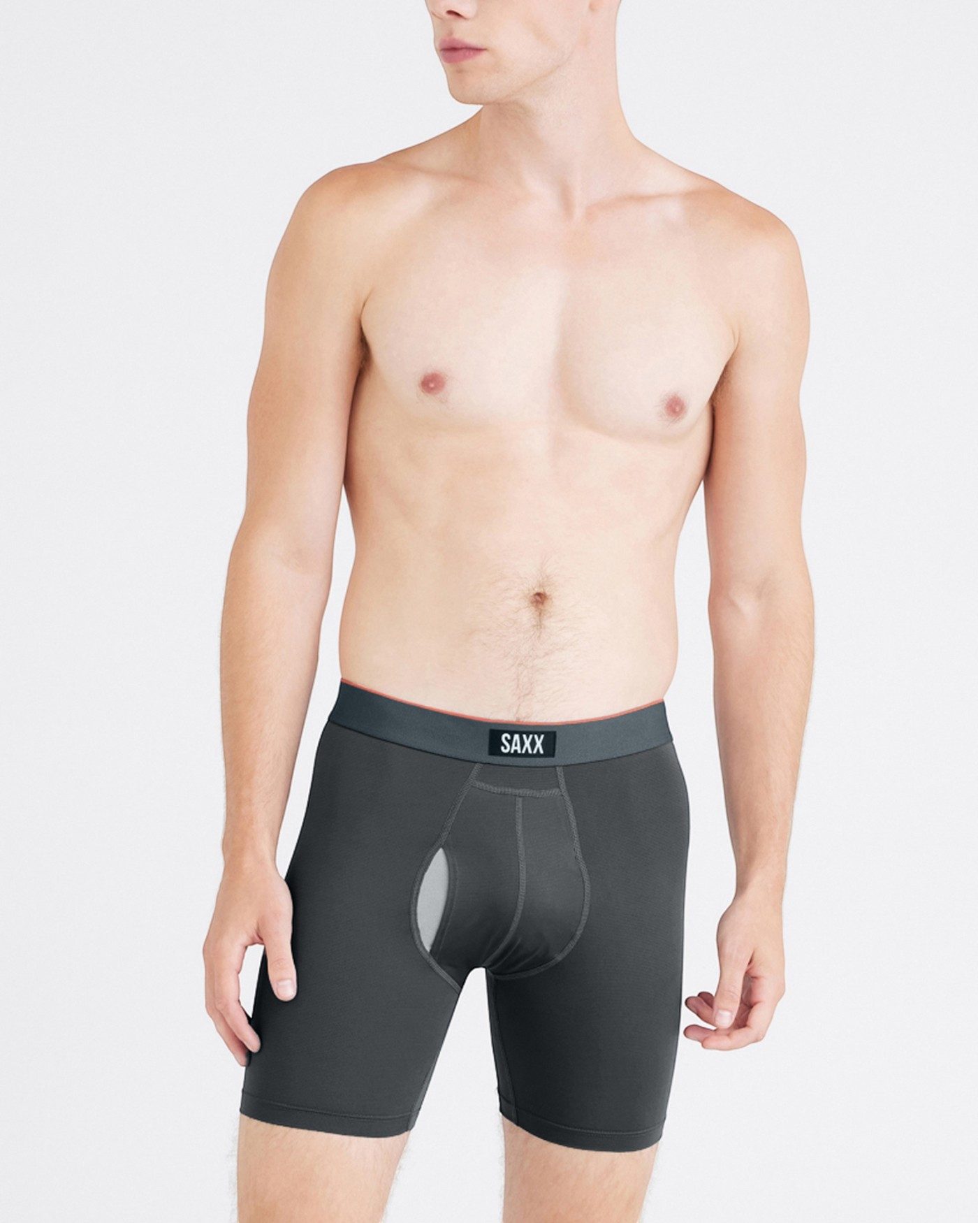 SAXX Boxershorts Multisport Mesh Boxer Brief Fly Logo grau/schwarz/dunkelblau Herren – Bild 3 von 4