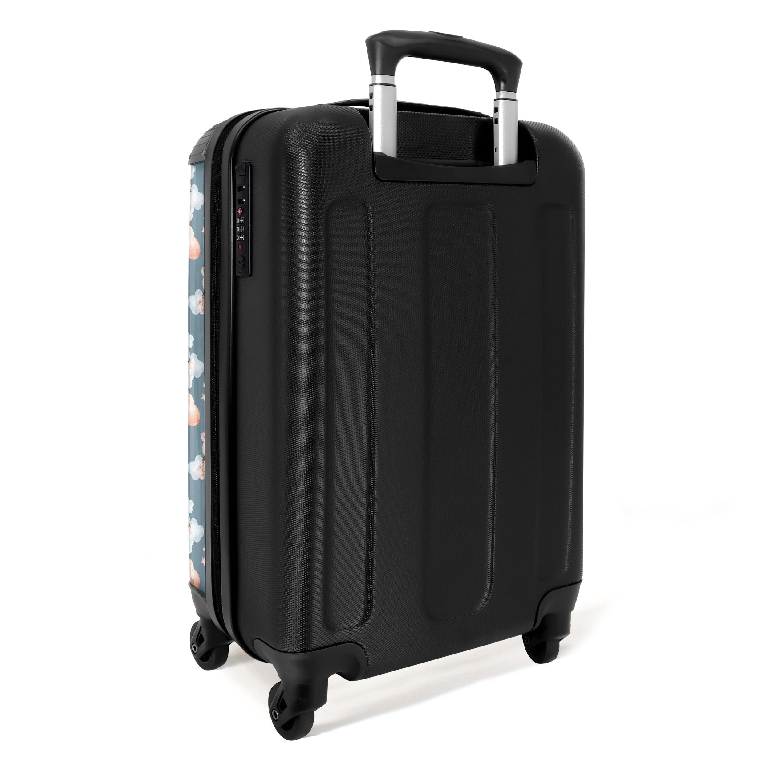 NoBoringSuitcases.com© Kinderkoffer Bären in Heißluftballons zwischen Wolken und Ballons 55x35x20cm, 4 Rollen, Kinder Koffer Klein, Trolley Handgepäck, Reisekoffer