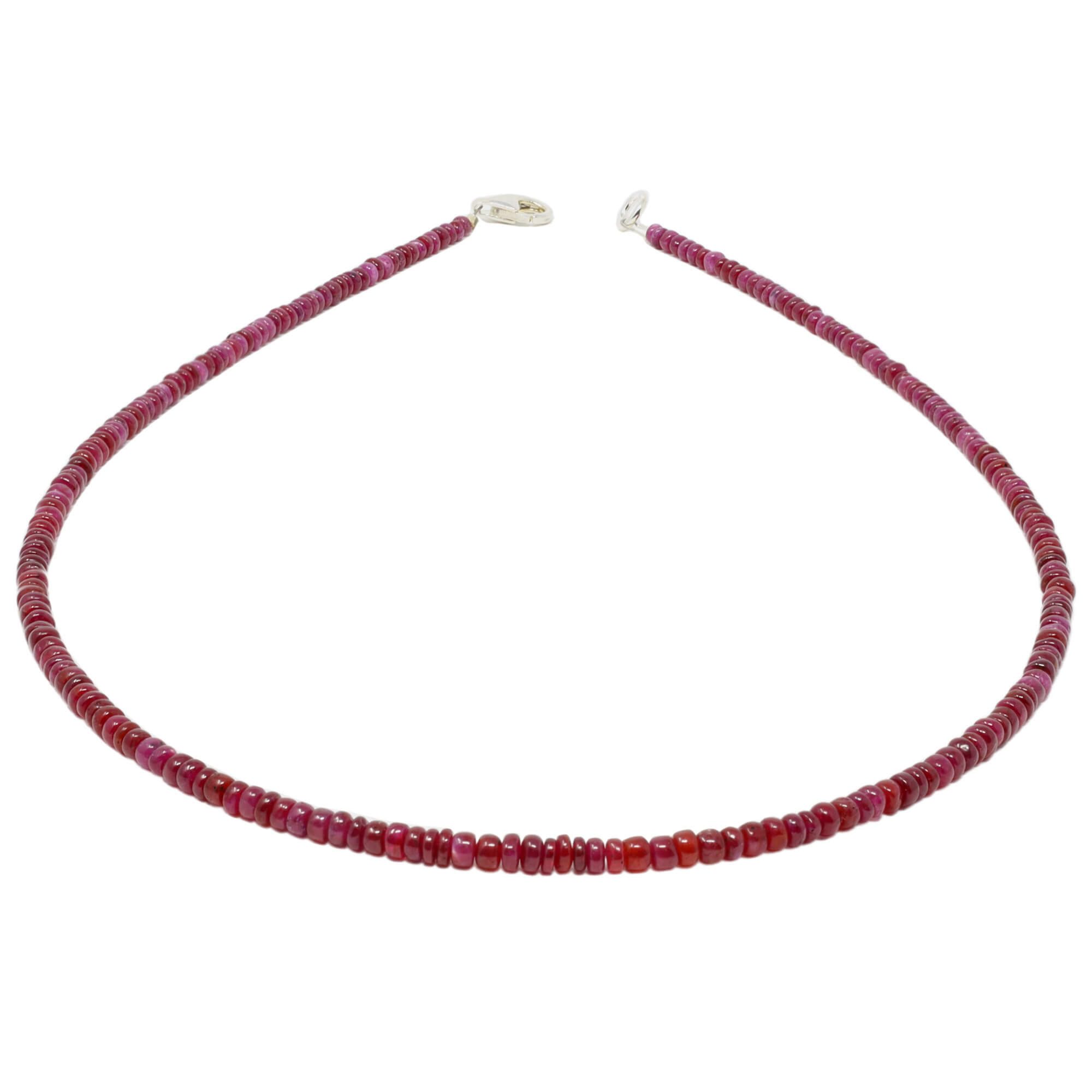 Schmuck Krone Collier Kette Collier aus echtem Rubin, Silber 925