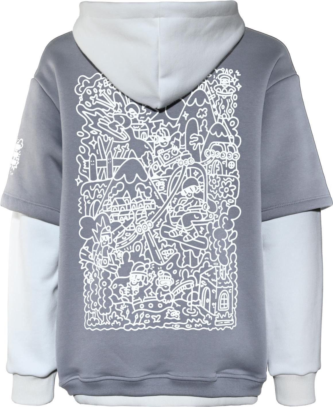 BLUE EFFECT Kapuzensweatshirt blue effect boys Hoodie Kapuzen Sweatshirt Oversized Steingrau weiß. (1-tlg) – Bild 2 von 5