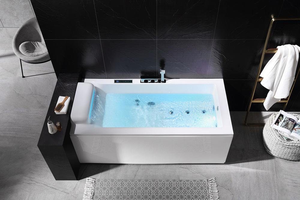 Duwilux Whirlpool-Badewanne 1 Pers: Whirlpool 170x80 Nevada Badewanne Whirlwanne VOLLAUSSTATTUNG, (1-tlg), Kopfstütze mit Wassermassage