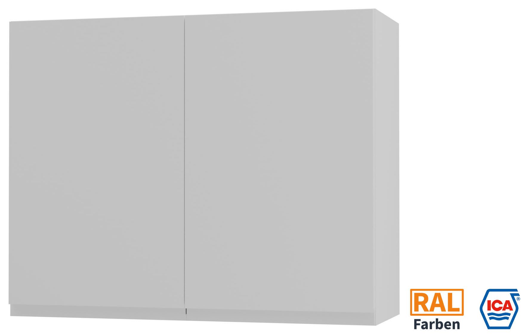 Feldmann-Wohnen Klapphängeschrank Florence (W3/90, 2-türig, 2 Einlegeböden, 1-St., puristische, grifflose Optik, lackierte Fronten, B/T/H 90x32,5x72cm) Weiß / RAL/ICA Wunschfarbe