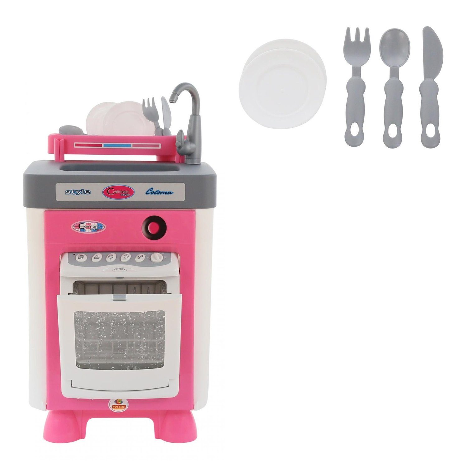 Polesie Kinder-Küchenset Kinder-Spiel-Spülmaschine 57891 Carmen, Ablage Geschirr Wasserbehälter