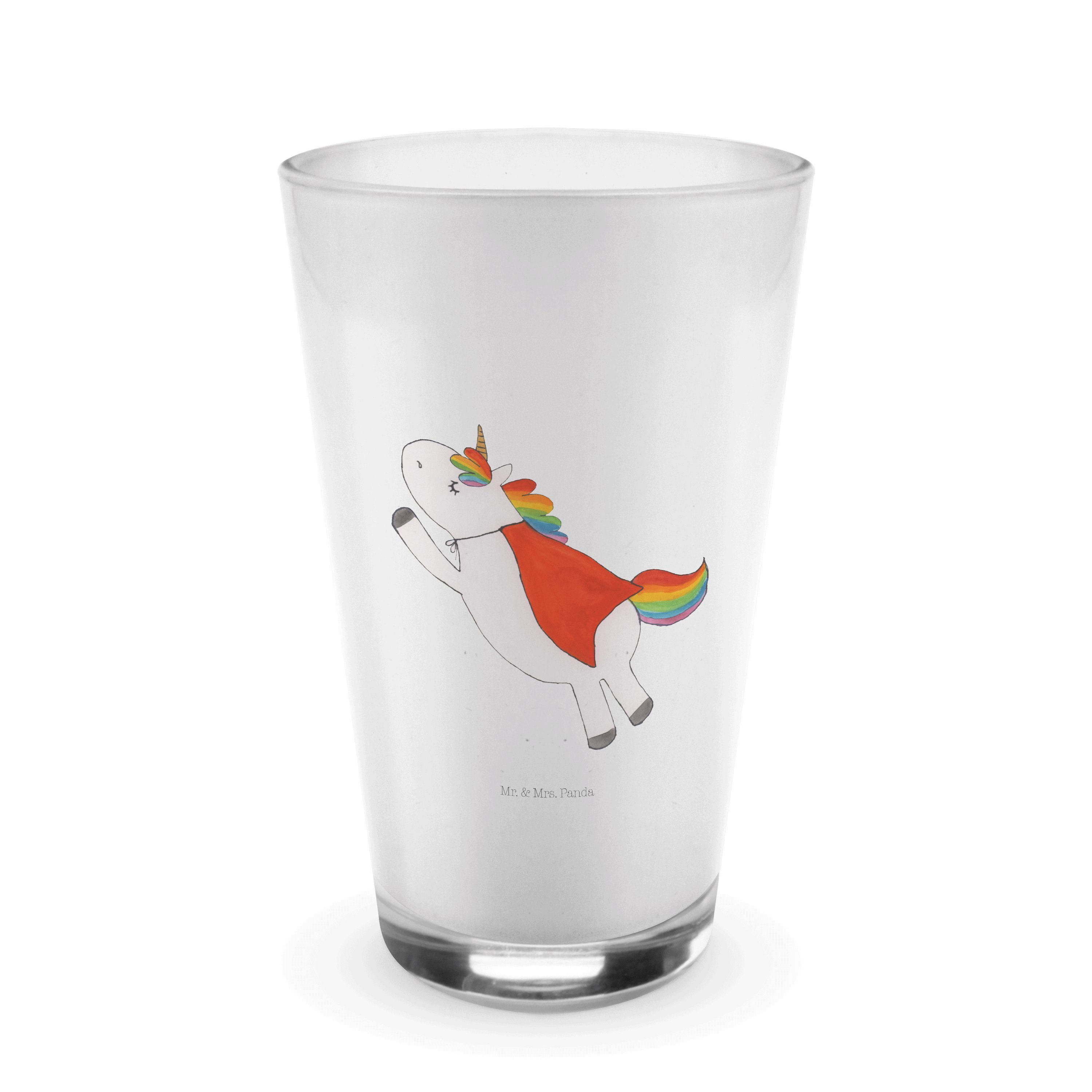 Mr. & Mrs. Panda Glas Einhorn Super - Transparent - Geschenk, Superheld, Einhorn Deko, Freu, Premium Glas