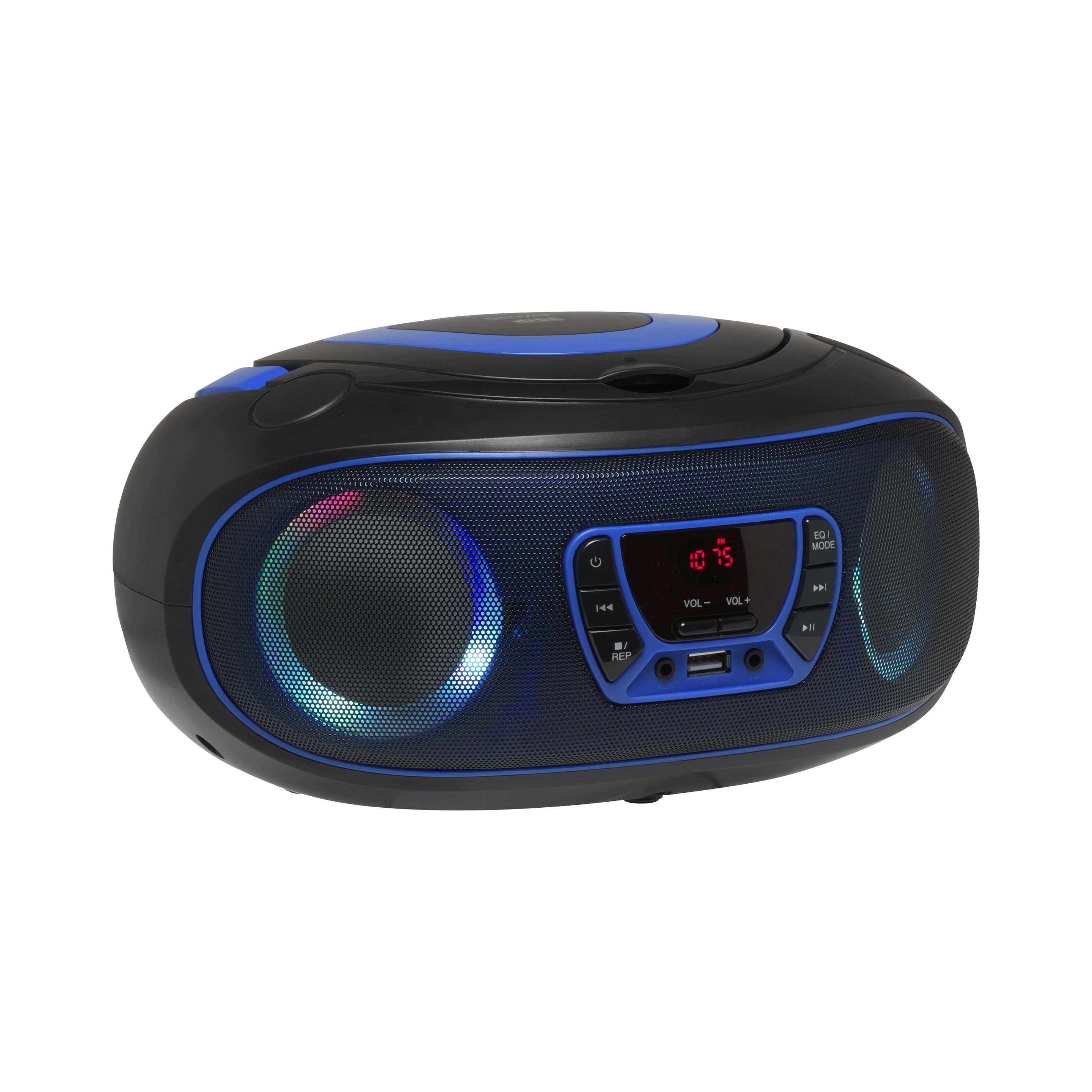 LED Blau TCL-212BT Kopfhörerausgang (Bluetooth, und AUX-IN, Denver USB, Partylicht) Boombox BLUE