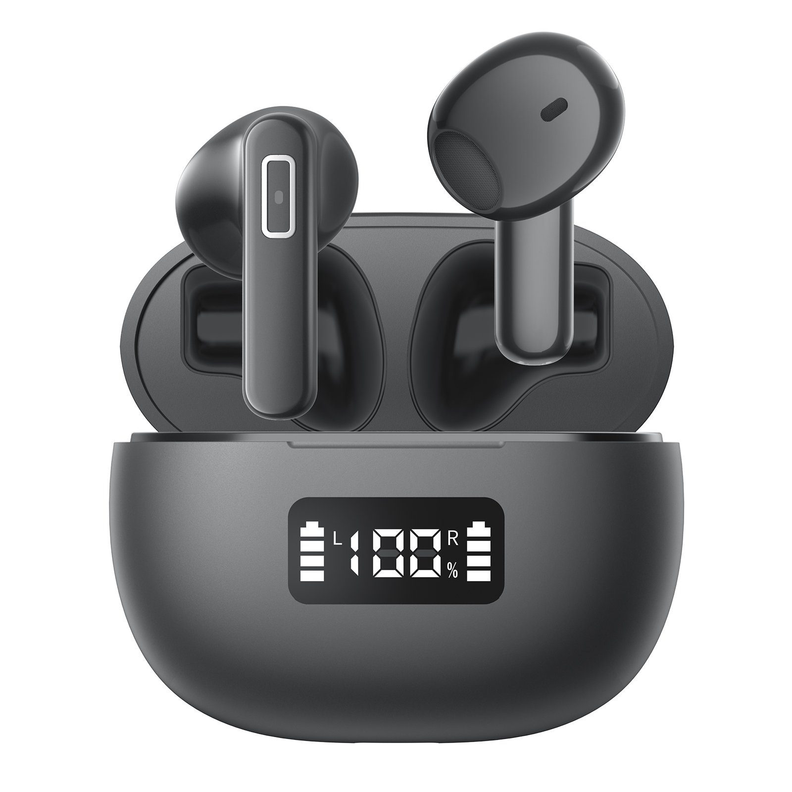 Mutoy Bluetooth Kopfhörer,Kopfhörer Kabellos Bluetooth 5.3 In-Ear-Kopfhörer (ultraleichte In-Ear-Kopfhörer, ENC-Mikrofon mit Geräuschunterdrückung für Anrufe, Premium Sound, kompatibel mit Android/iPhone) Schwarz