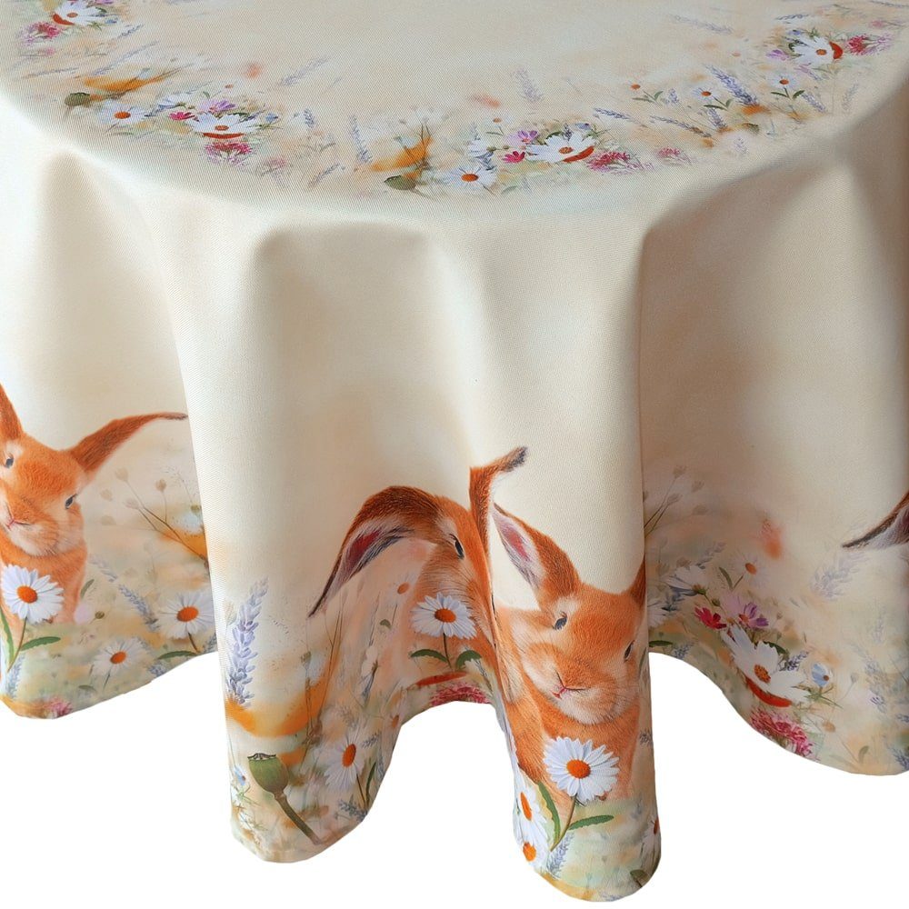 matches21 HOME & HOBBY Tischdecke Tischdecke Osterhasen gelb bunt Ø 150cm (1-tlg)