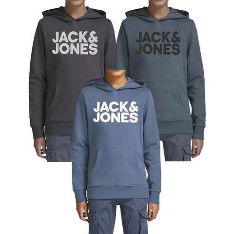 Jack & Jones Junior Kapuzensweatshirt (Spar Set, 3er Pack) mit Printdruck und Kängurutasche im 3er Pack