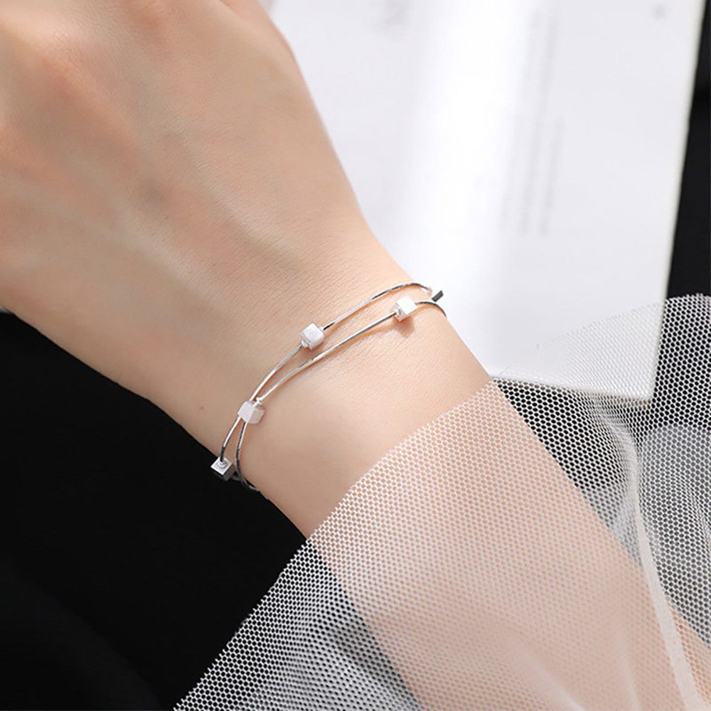 The Beauty House Armband Damen Doppelarmband mit Würfel
