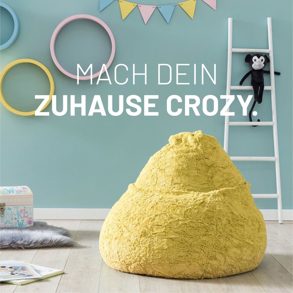 Lumaland Sitzsack Luxury Fluffy Gaming waschbar, Sitzkissen Bodenkissen weich 120L 60x45cm
