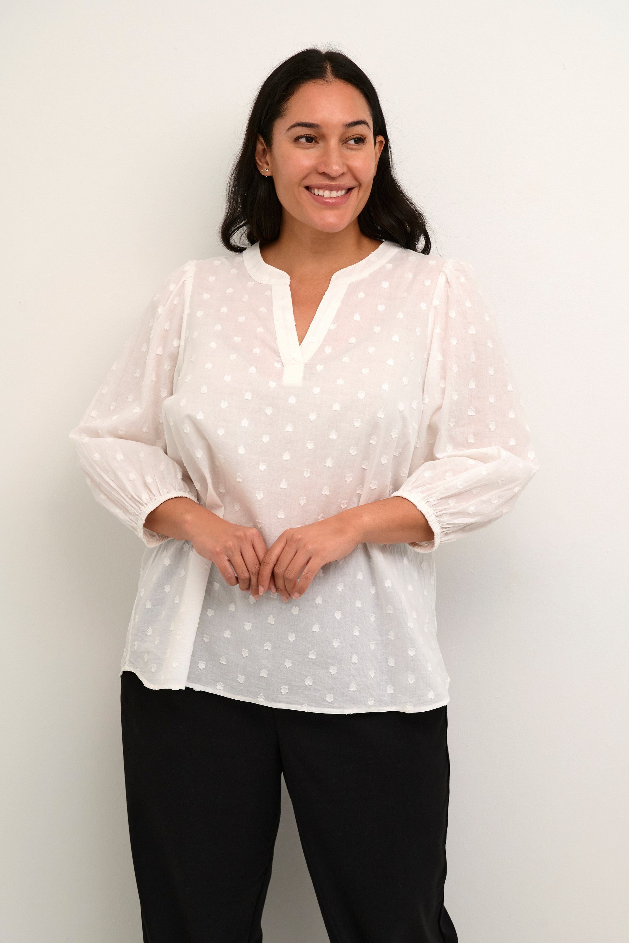 KAFFE Curve Langarmbluse Langarm-Bluse KCjolana Große günstig online kaufen