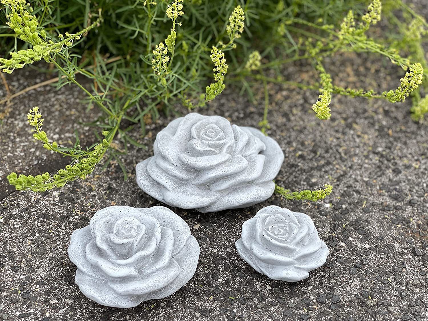 Stone and Style Gartenfigur Steinfigur Steinblüte 3er Set Rosenblüte günstig online kaufen