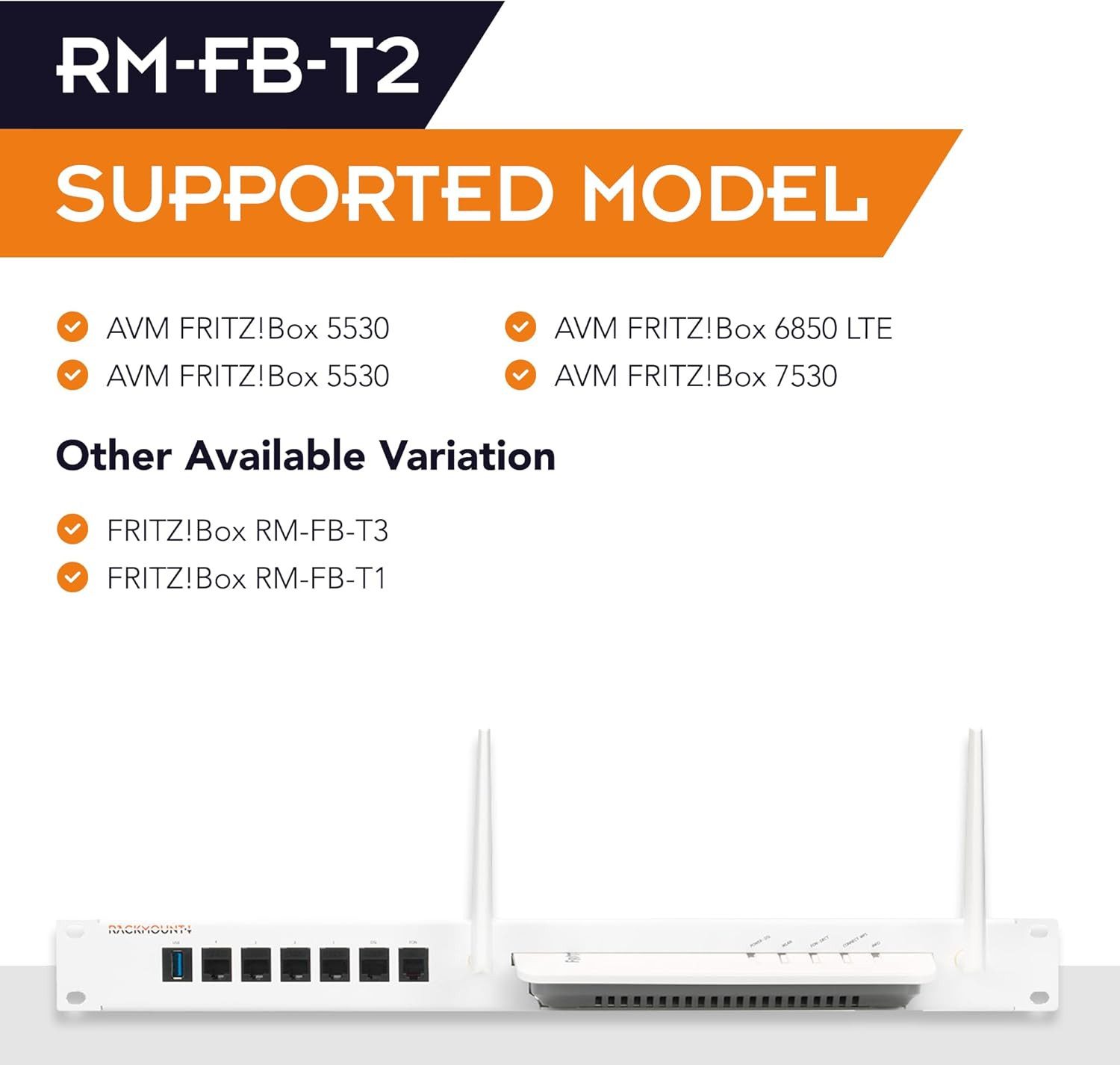 RACKMOUNT Kabelkanal .IT RM-FB-T2 Rack Zubehör für AVM Fritz!Box 5530, 6850 LTE, 7530