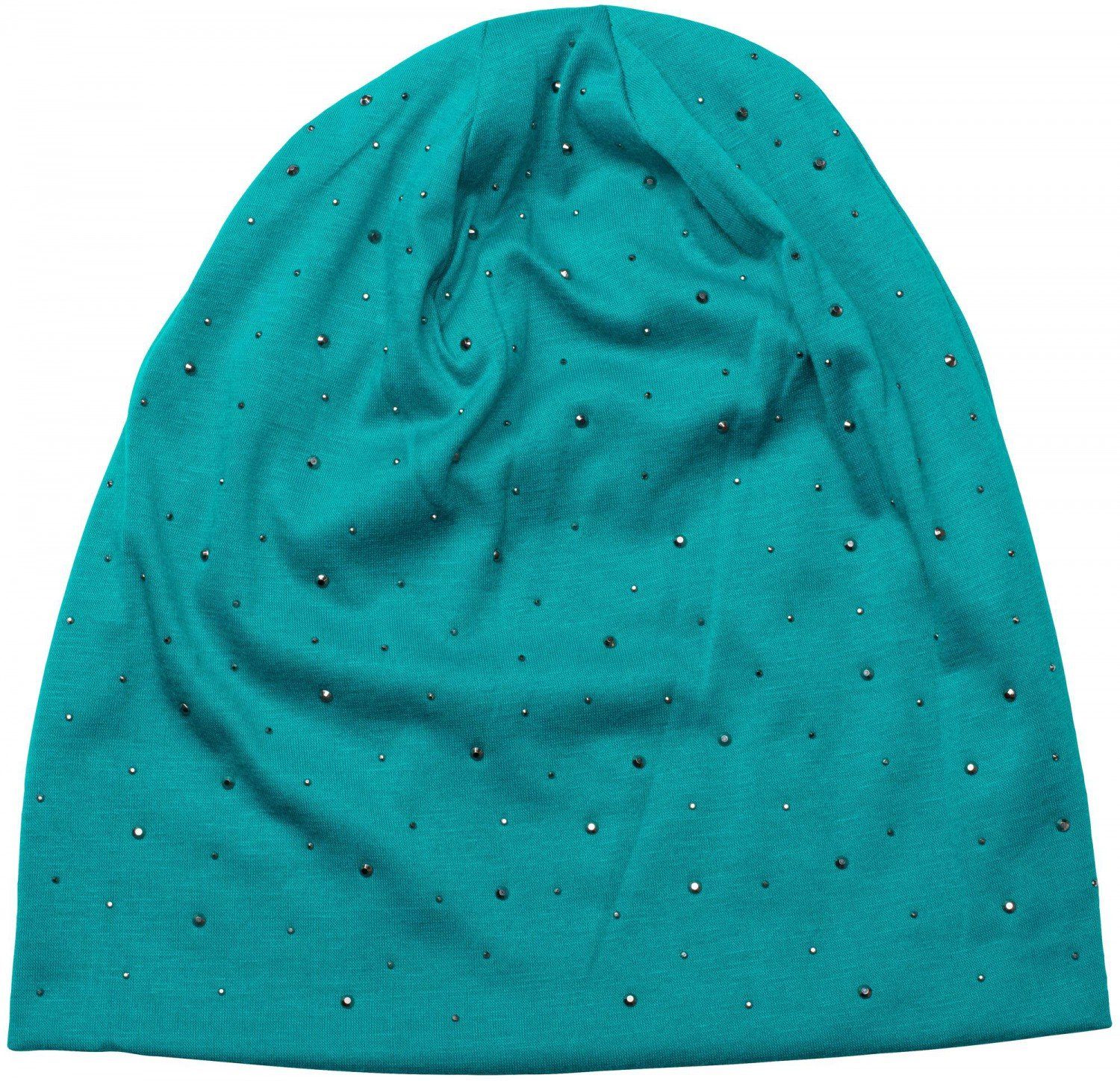 (1-St) Nieten mit Beanie Strass Beanie styleBREAKER Petrol Applikation