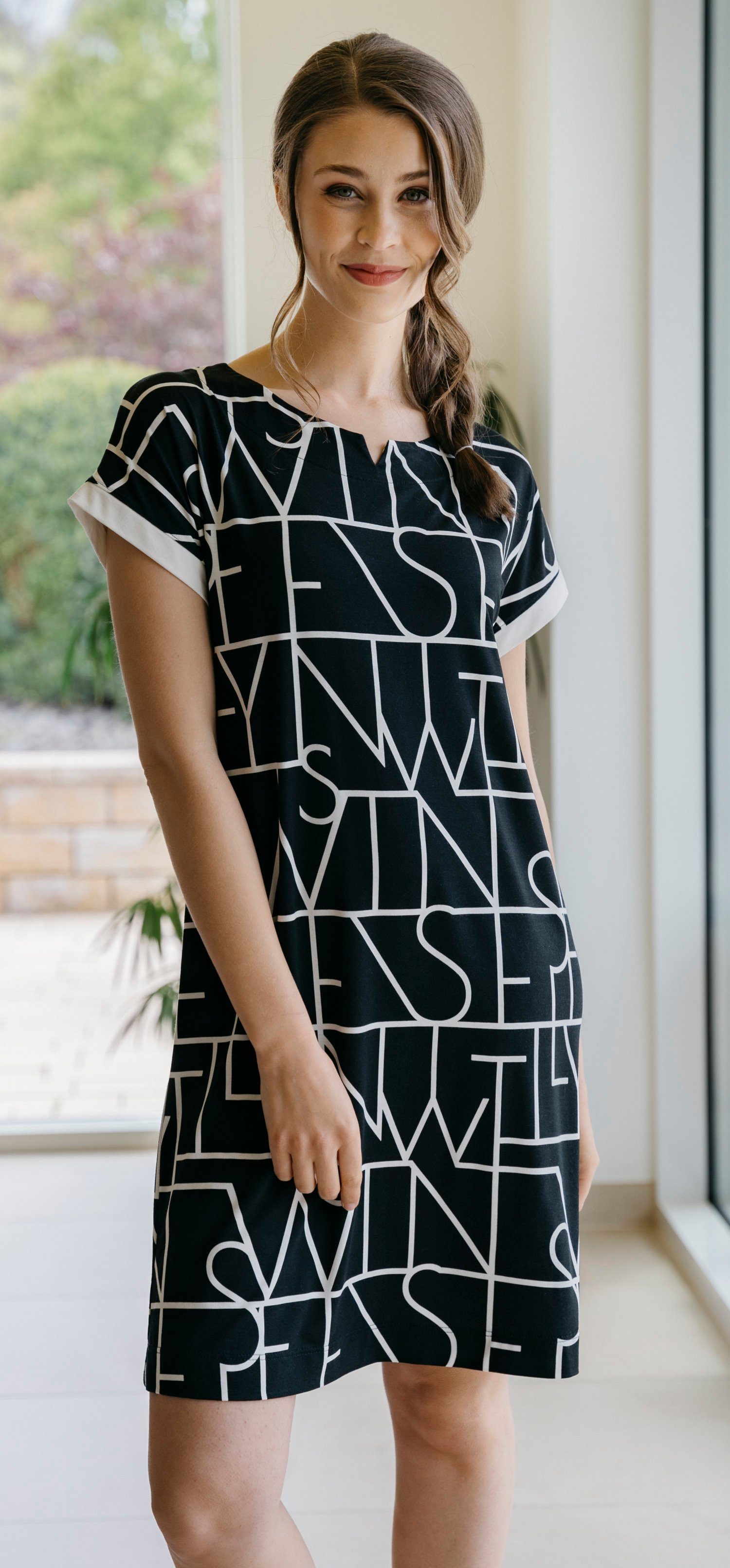 (1-tlg) Modisches Muster Damen HUTSCHREUTHER Stylisches Nachthemd Nachthemd