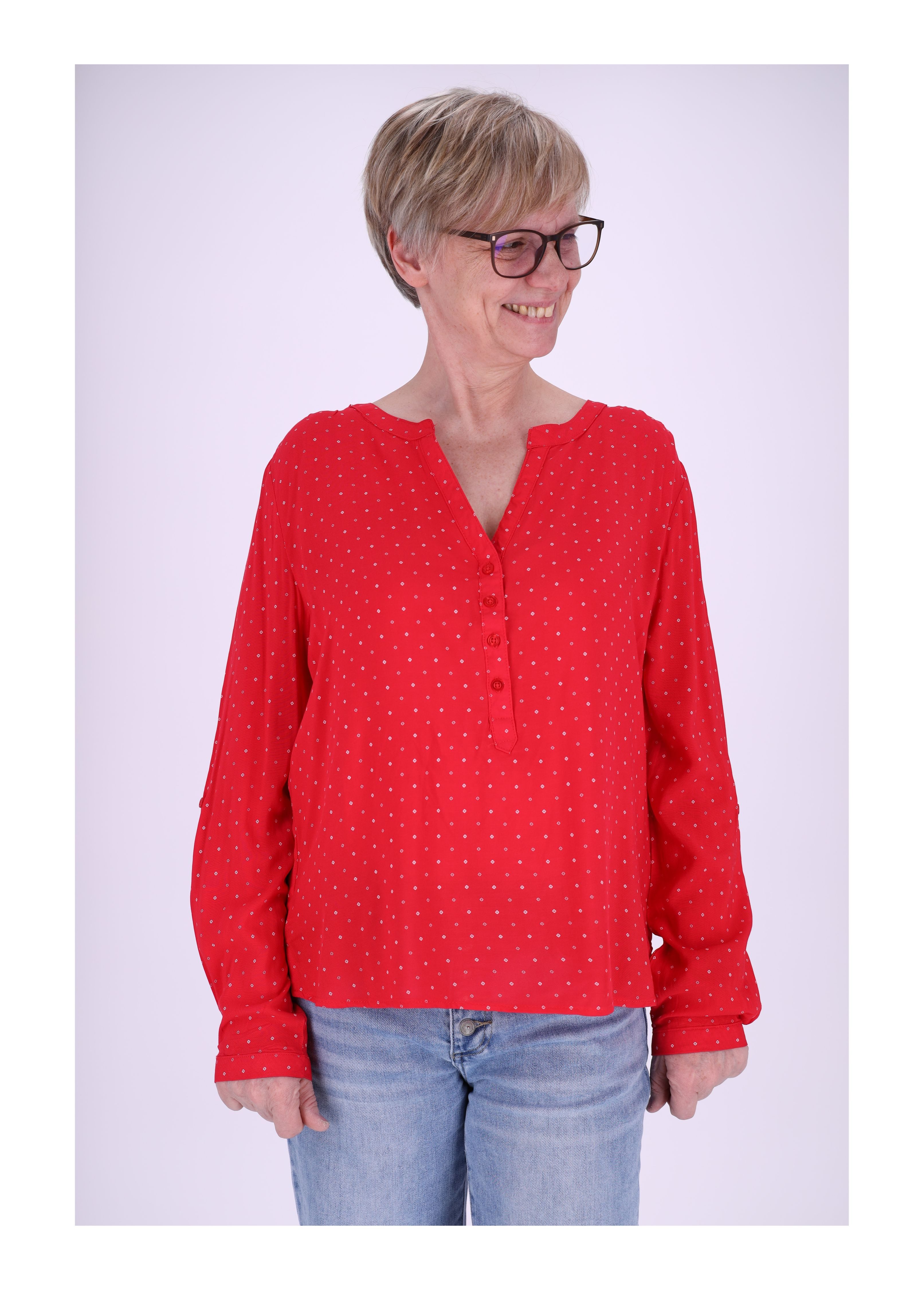 Klassische Bluse Schlupfbluse Minimalprint kleine Karos