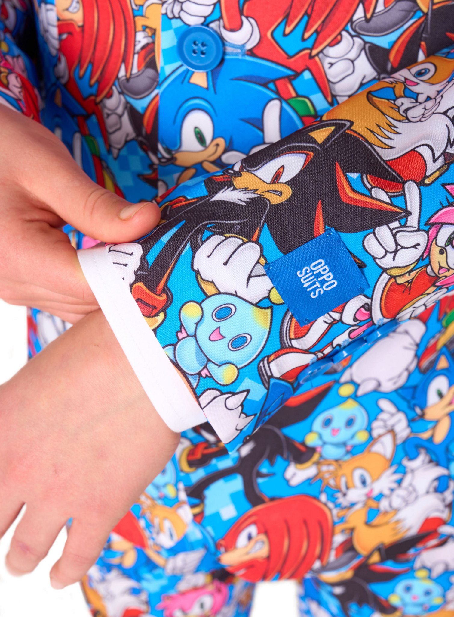 Opposuits Partyanzug Sonic the Hedgehog Anzug für Jugendliche, Ein Anzug wie ein Wimmelbild: Sonic und Co. in wildem Gewusel