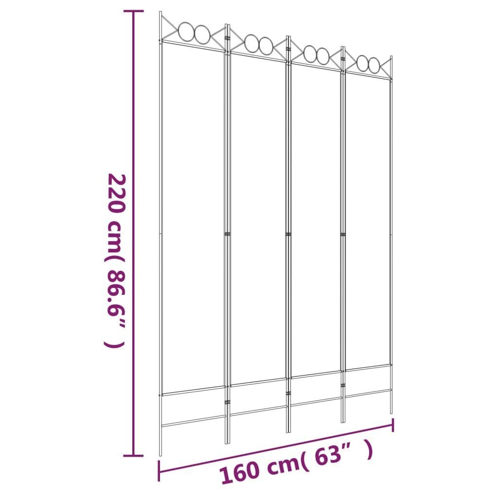 vidaXL Raumteiler 4-tlg Paravent Anthrazit Wand Stoff cm Spanische 160x220 Raumteiler