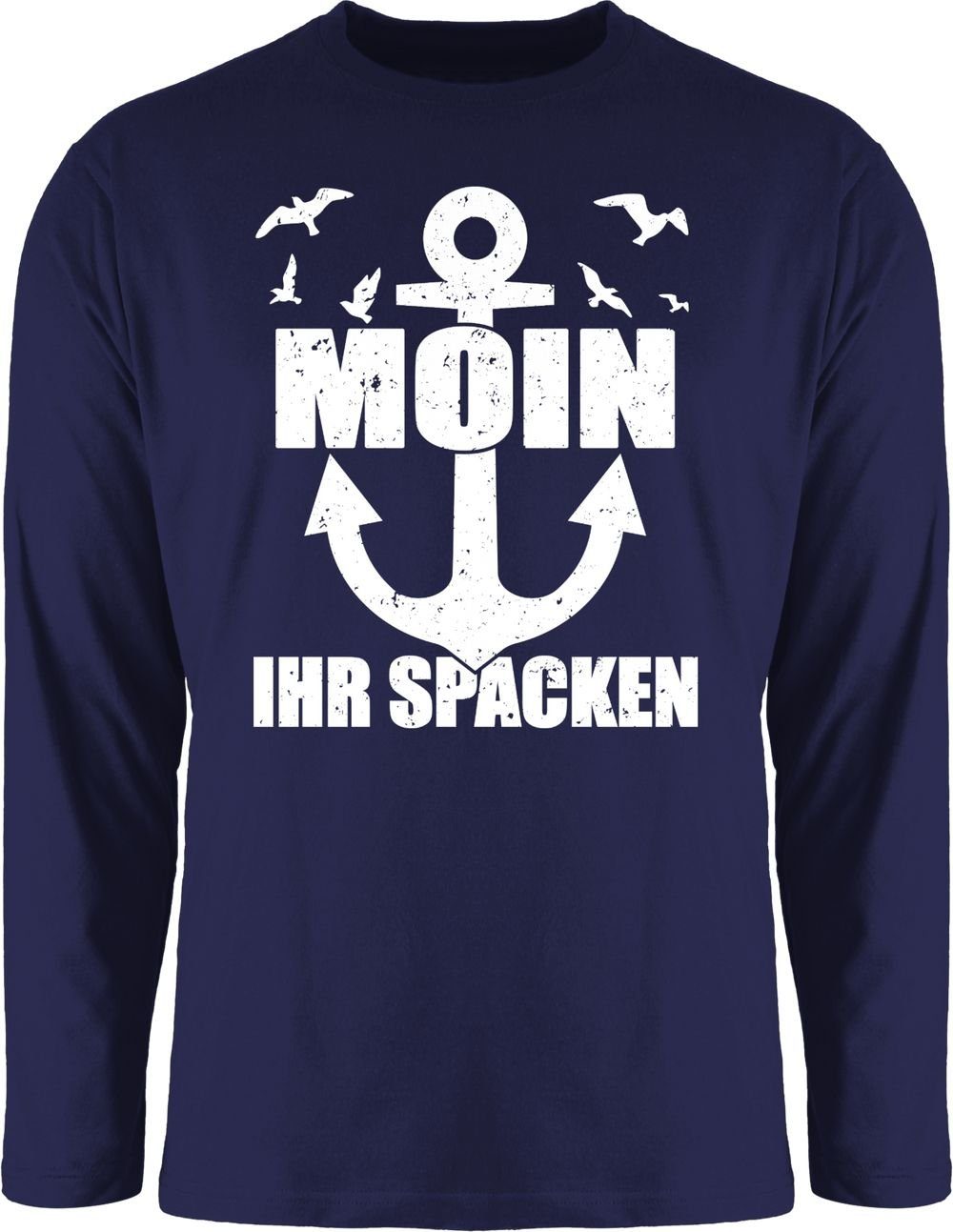 Shirtracer Rundhalsshirt Moin ihr Spacken mit Anker - weiß Sprüche Statement – Bild 4 von 4