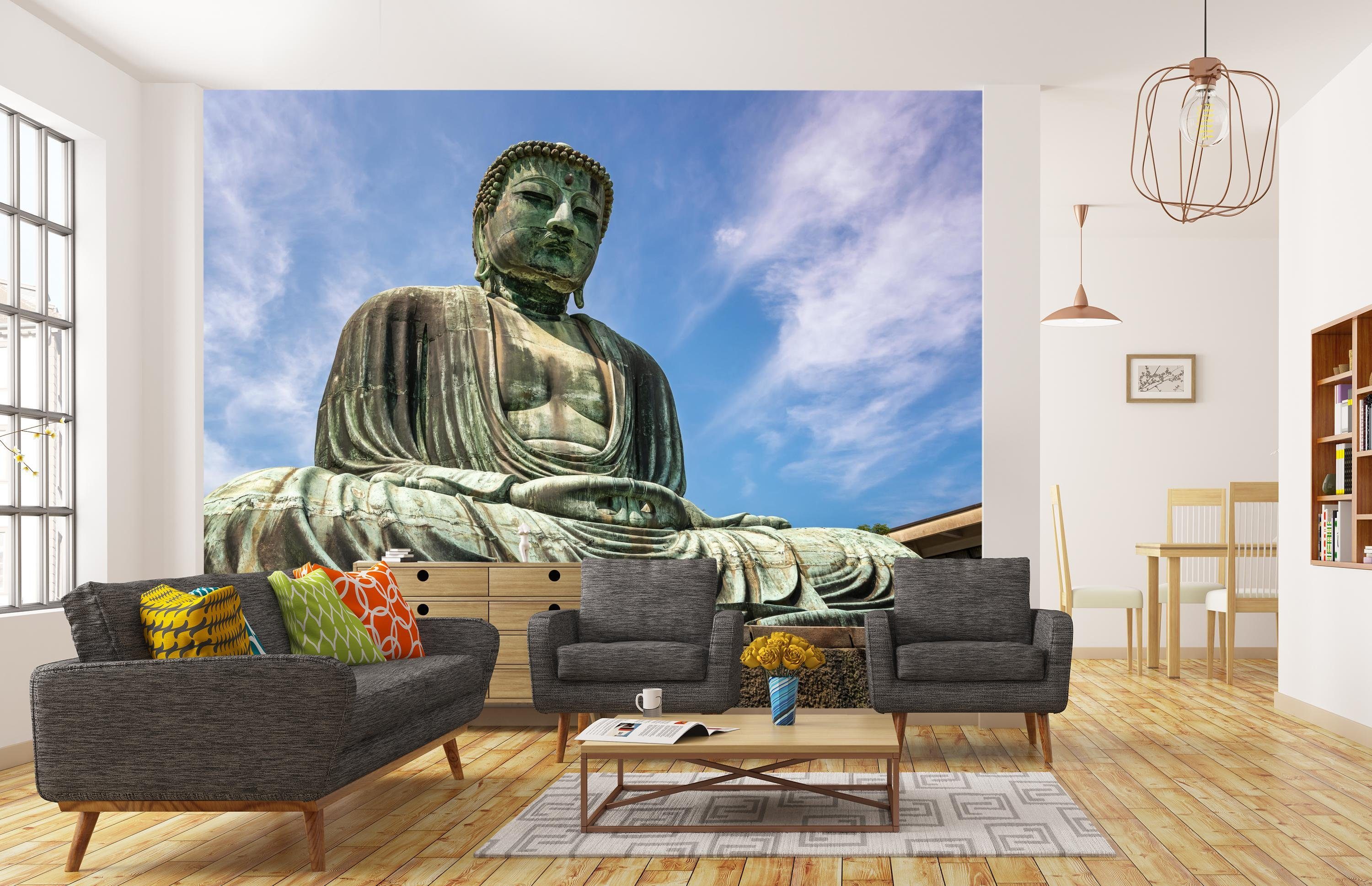 Große Der matt, Fototapete Buddha Motivtapete, Vliestapete glatt, von Kamakura, wandmotiv24 Wandtapete,