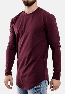 Blackskies T-Shirt Side Zip Langarm Longshirt T-Shirt Burgundy X-Large