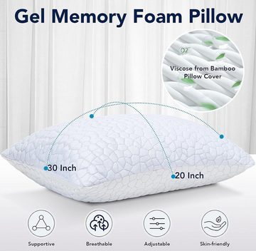 Kopfkissen Kopfkissen 2er Set Bambus-Kissen - Kissen für Nackenschmerzen, BOTC, Seiten- und Bauchschläfer - zerkleinerter Memory Foam, Geeignet für Rücken-, Seiten- und Bauchschläfer - Kissen