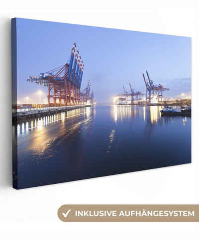 OneMillionCanvasses® Leinwandbild Hamburger Hafen, (1 St), Wandbild Leinwandbilder, Aufhängefertig, Wanddeko, 30x20 cm