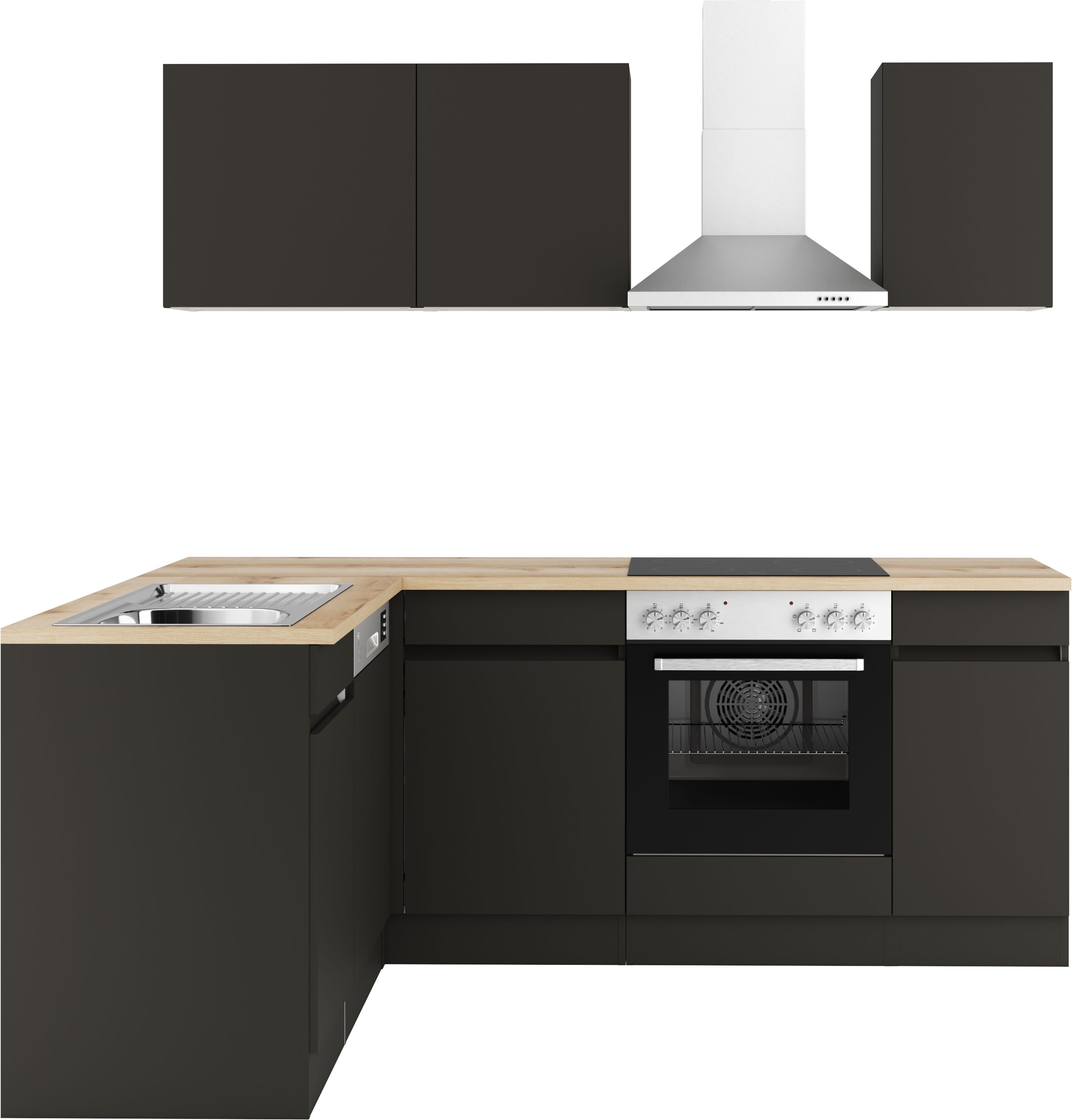 OPTIFIT Küchenzeile Roth, Stellmaße 210x175 cm, wahlweise mit E-Geräten, Push-to-Open