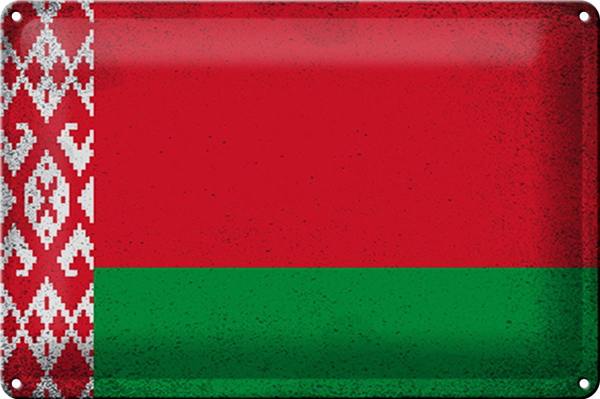 Femer GmbH Metallschild Flagge Weißrussland 30x20cm Belarus Vintage, (1 St), gewölbte Oberfläche, abgerundete Ecken, umgeschlagene Kanten
