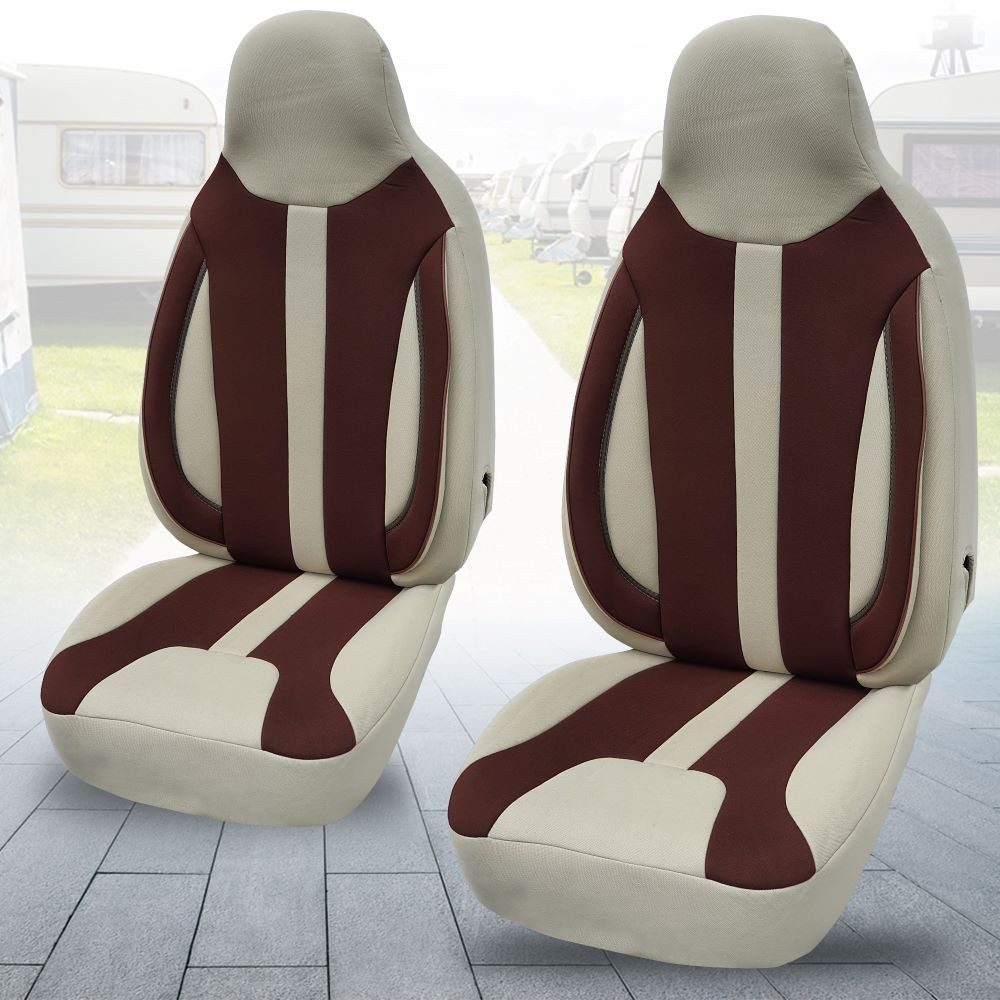 BREMER SITZBEZÜGE Autositzbezug für Chausson Twist Van V594 MAX (WPL413), Set, 2-tlg., Schonbezüge Sitzbezüge Fahrer und Beifahrer, in Beige/Braun