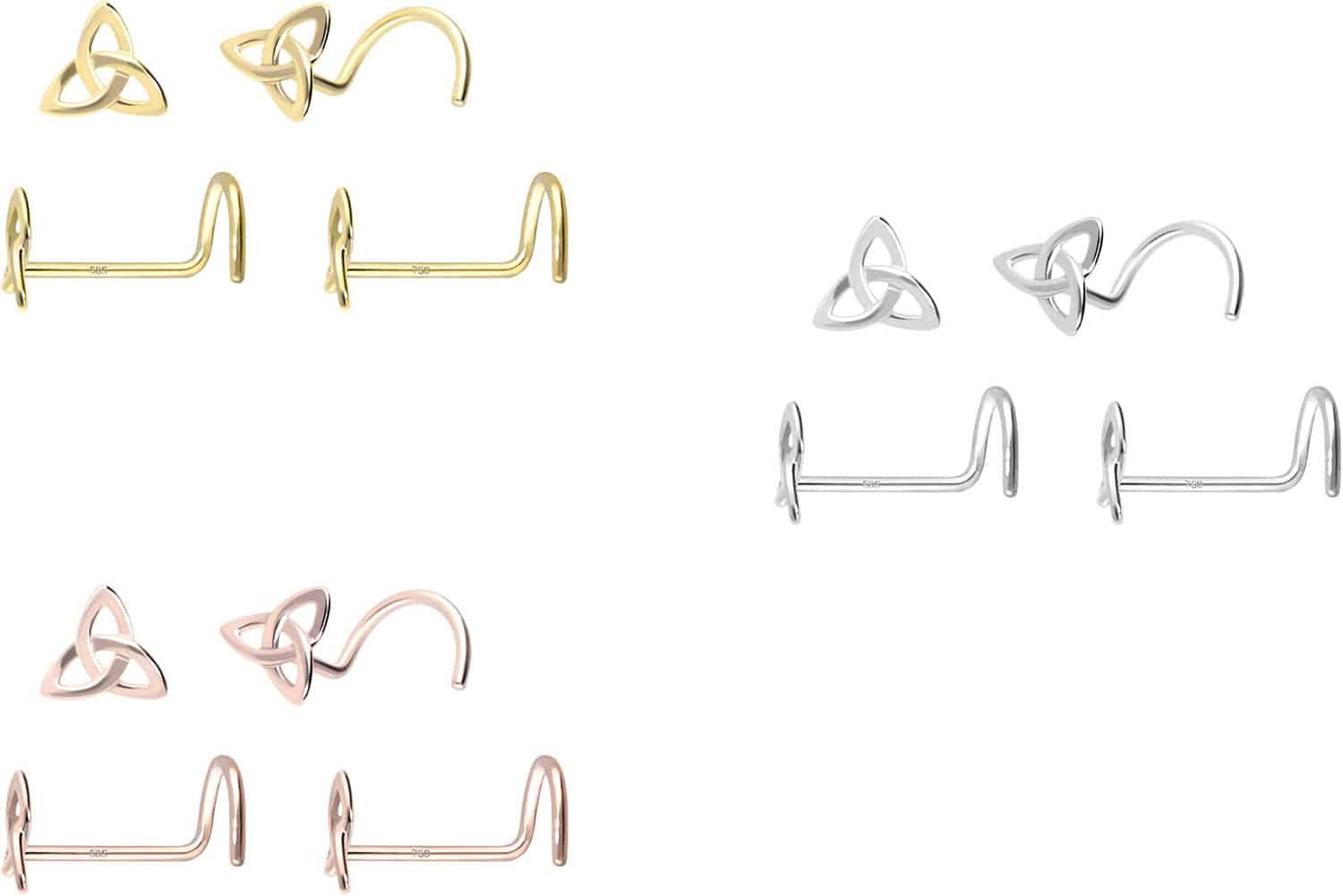 PIERCINGLINE Nasenpiercing 14/18 Karat Gold Nasenstecker Spirale TRISKELE ( günstig online kaufen