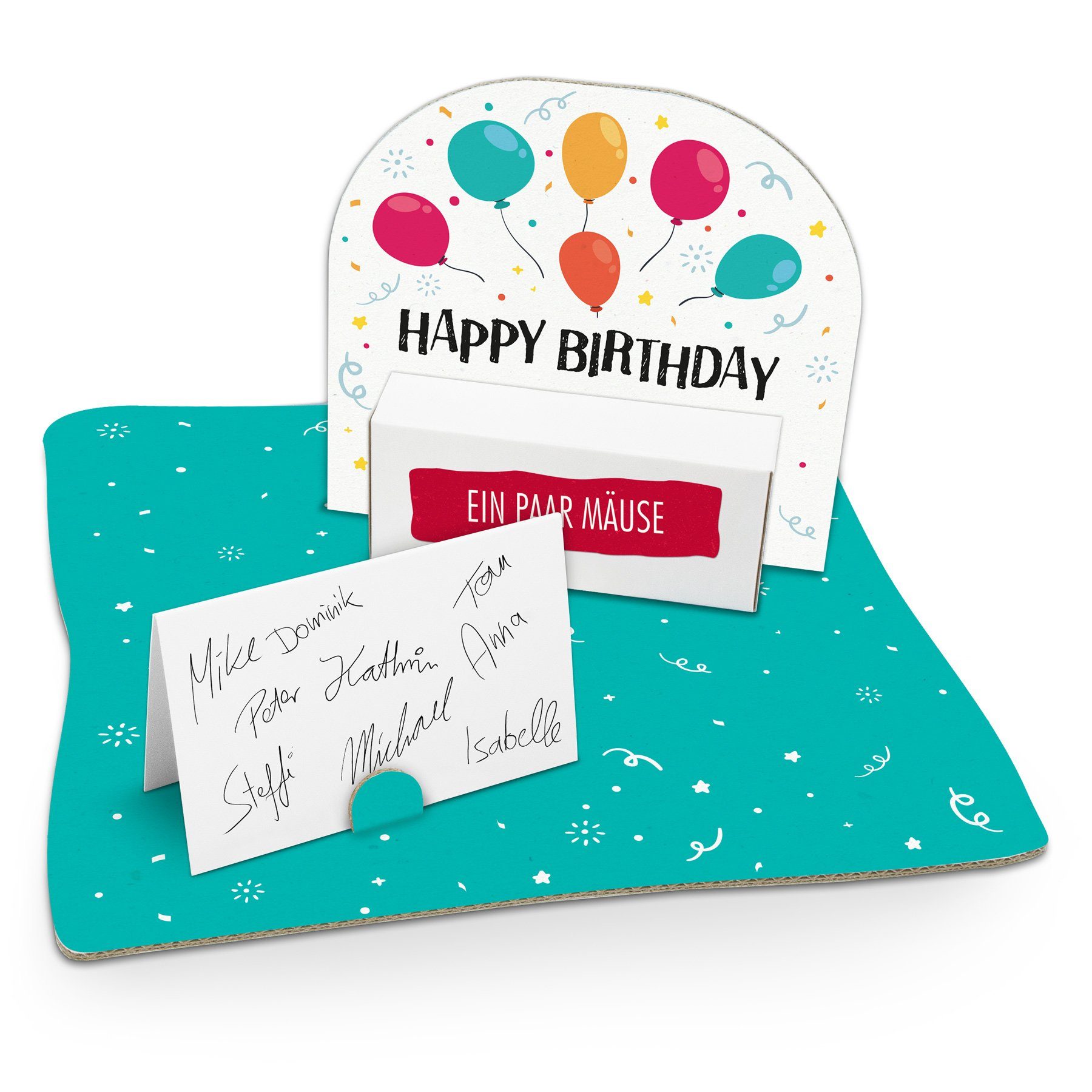 Grußkarten Happy (Motiv Luftballons 100) Geldgeschenkverpackung itenga G Birthday itenga