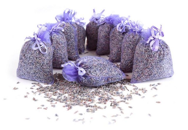 Lavendelbeutel Lavendelsäckchen mit duftendem Lavendel aus Frankreich – 1 0 x 10 g Lavendel pro Duftsäckchen – Lavendelduft als Mottenschutz ohne Chemie, Quertee, Füllung: Lavendel