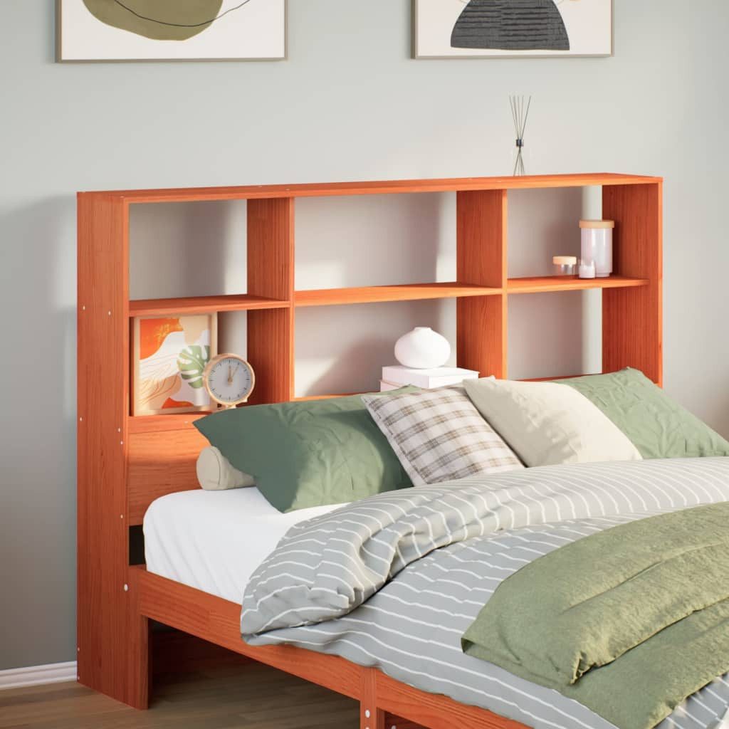 vidaXL Bett, Kopfteil mit Stauraum Wachsbraun 120 cm Massivholz Kiefer günstig online kaufen