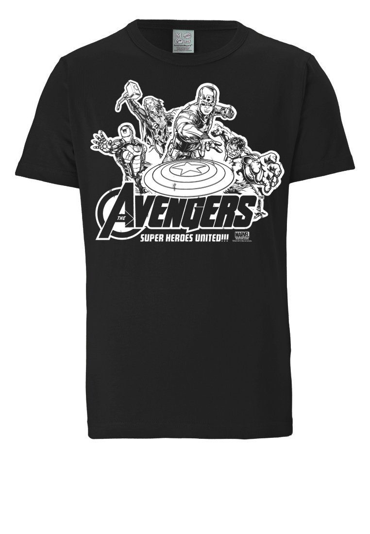 Marvel mit United - Heroes LOGOSHIRT Avengers - Print auffälligem T-Shirt