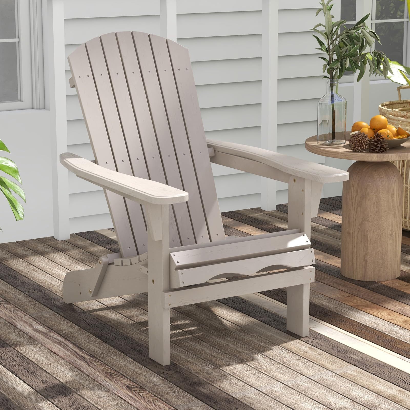 COSTWAY Gartenstuhl (1 St), Adirondack Stuhl klappbar, aus Holz