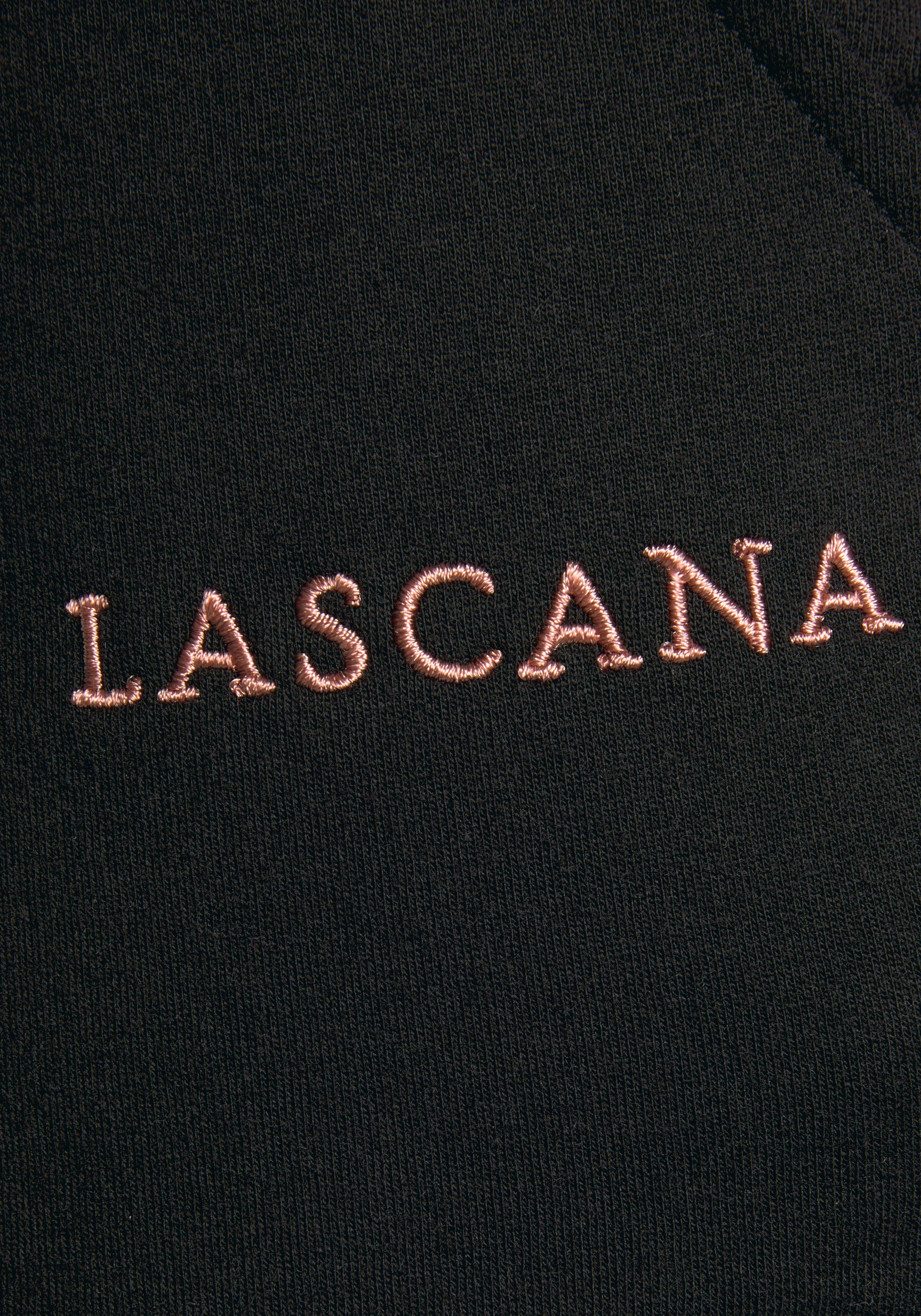 LASCANA Sweatshorts Loungeanzug mit schwarz Logostickerei