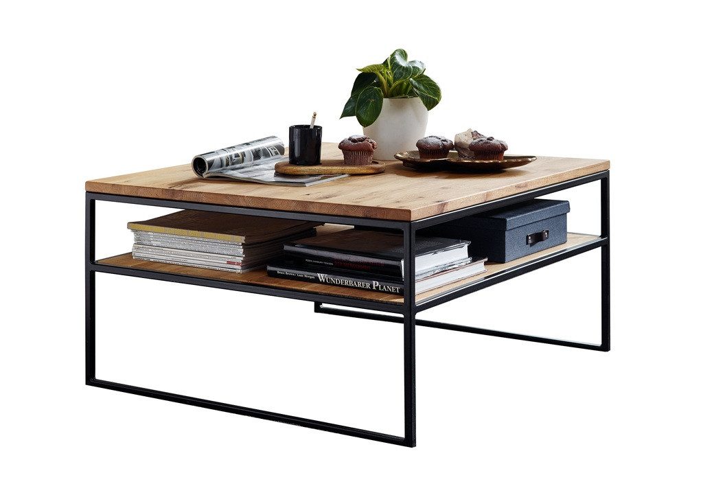 Main Меблі Couchtisch 75x75cm "Hamburg" Wildeiche & Stahl schwarz