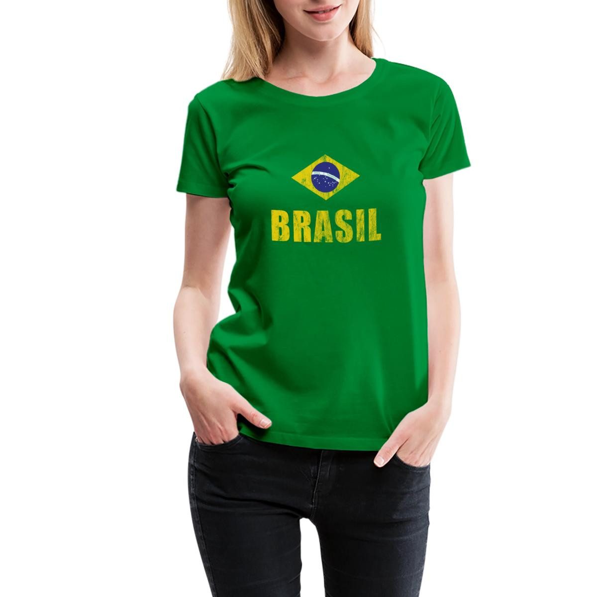 T-Shirt Brasilien Fußball Retro Frauen Premium T-Shirt