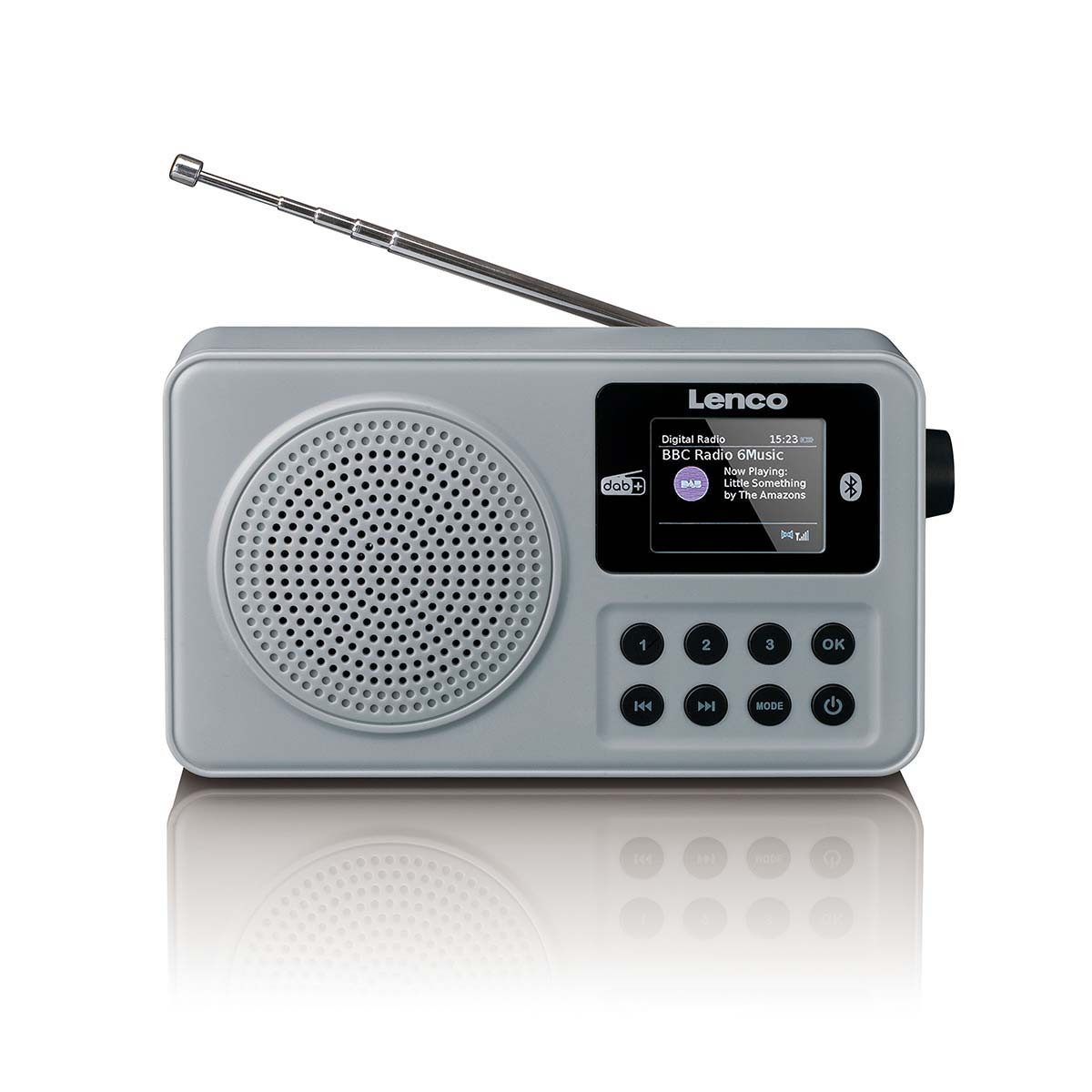 Lenco PDR-034GY Radio (DAB+ Radio,Tragbares Radio, DAB+/FM Radio BT 5.3, Farb-LCD, Akku (10h) & USB-C)