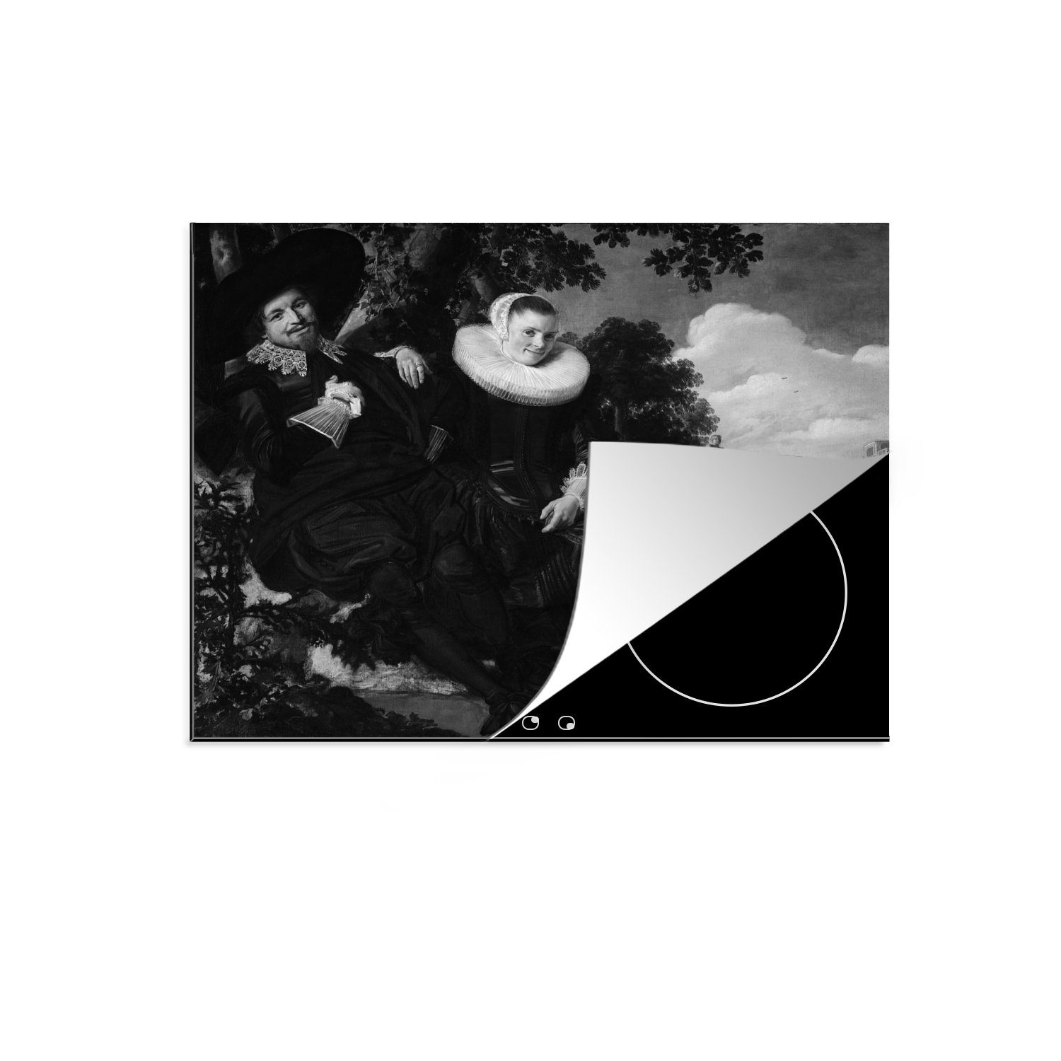 MuchoWow Herdblende-/Abdeckplatte Ehebildnis von Isaac Massa und Beatrix van der Laen - Frans Hals, Vinyl, (1 tlg), 60x52 cm, Mobile Arbeitsfläche nutzbar, Ceranfeldabdeckung